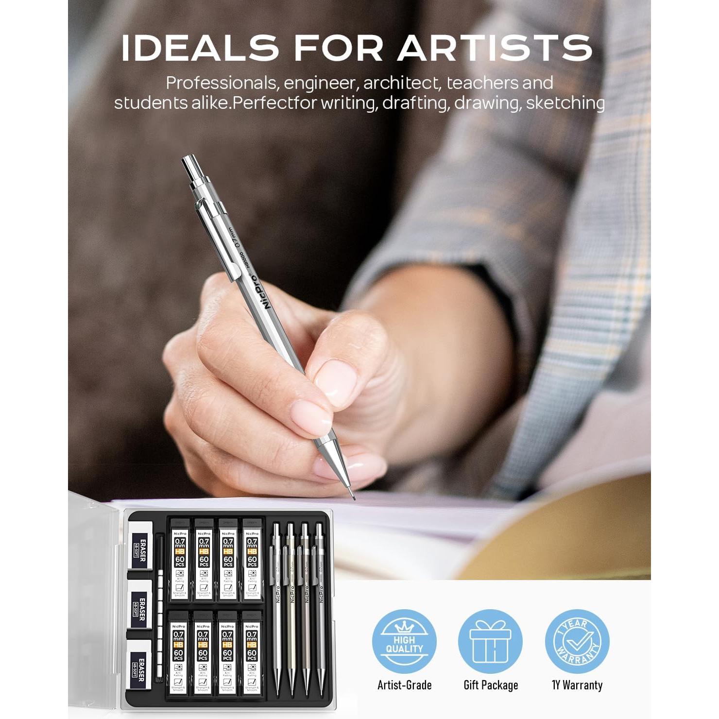 Lápiz Mecánico Nicpro MB1000 0.7mm con Estuche y Repuestos