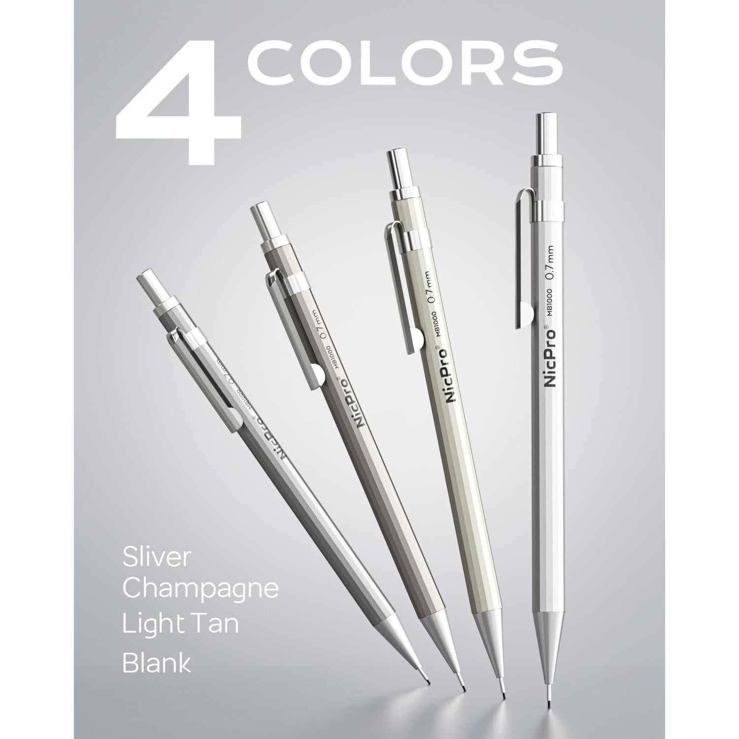 Lápiz Mecánico Nicpro MB1000 0.7mm con Estuche y Repuestos