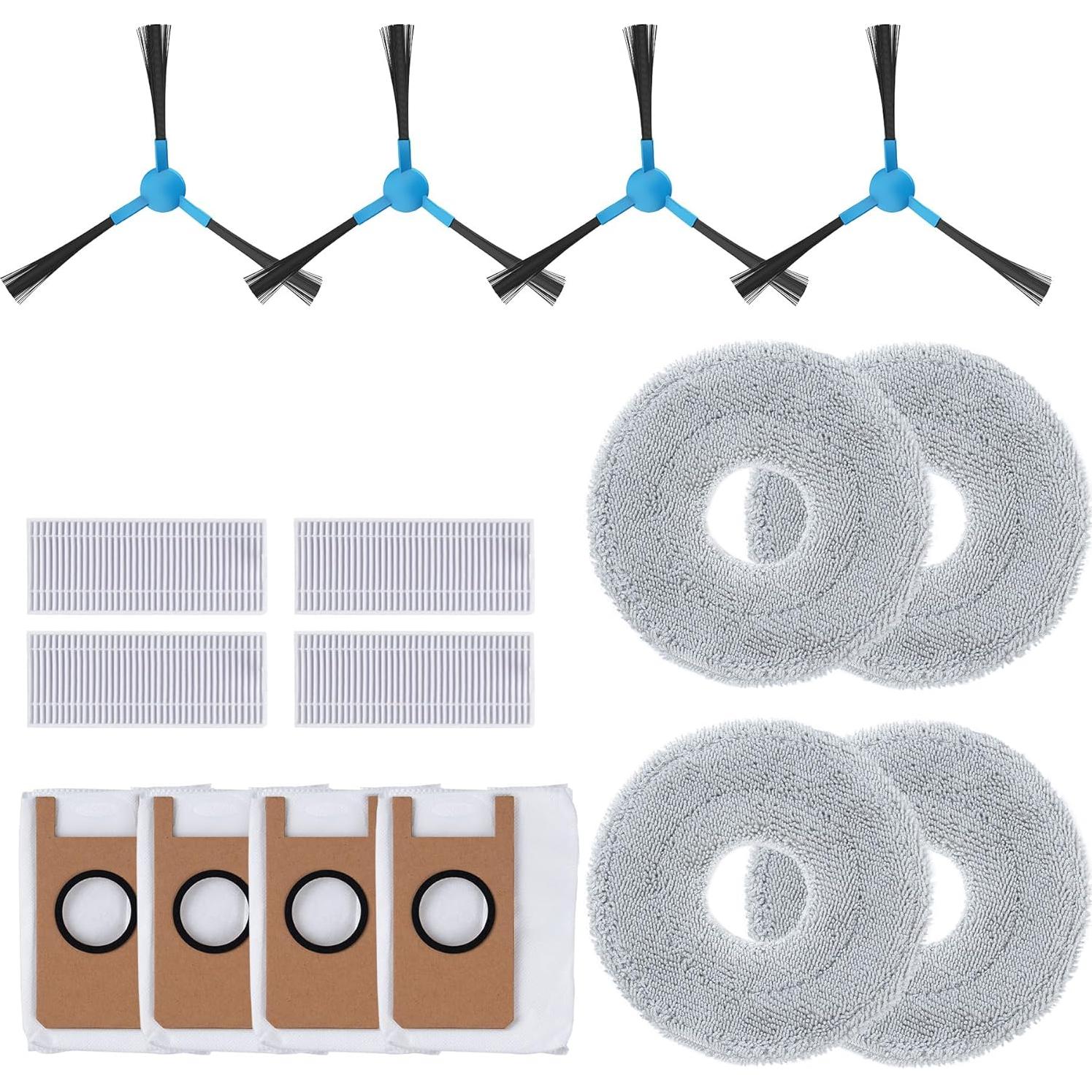 V5 Robot Vacuum and Mop with Self-Empty Base + 4 Side Brushes, 4 Mop Cloth Pads, 4 Vacuum Dust Bags, 4 Hepa Filters