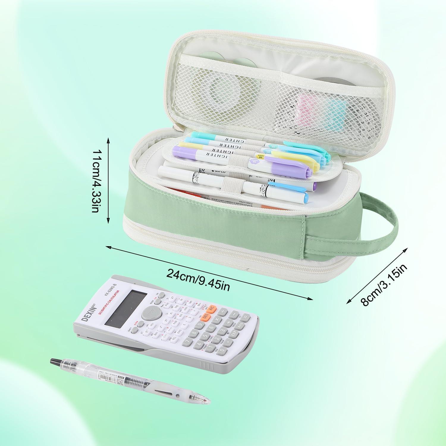 Estuche Grande Tergopa Verde Organizador de Papelería