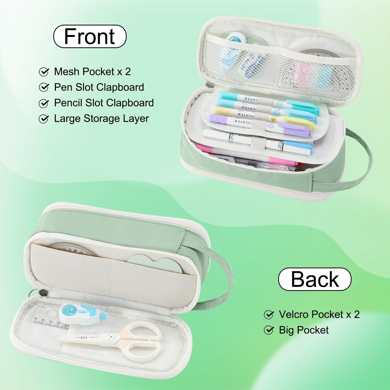 Estuche Grande Tergopa Verde Organizador de Papelería