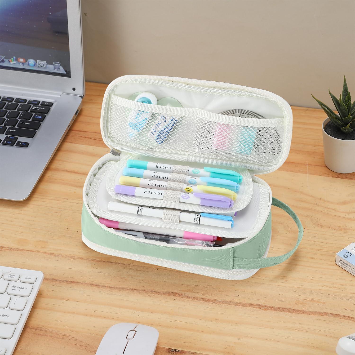 Estuche Grande Tergopa Verde Organizador de Papelería