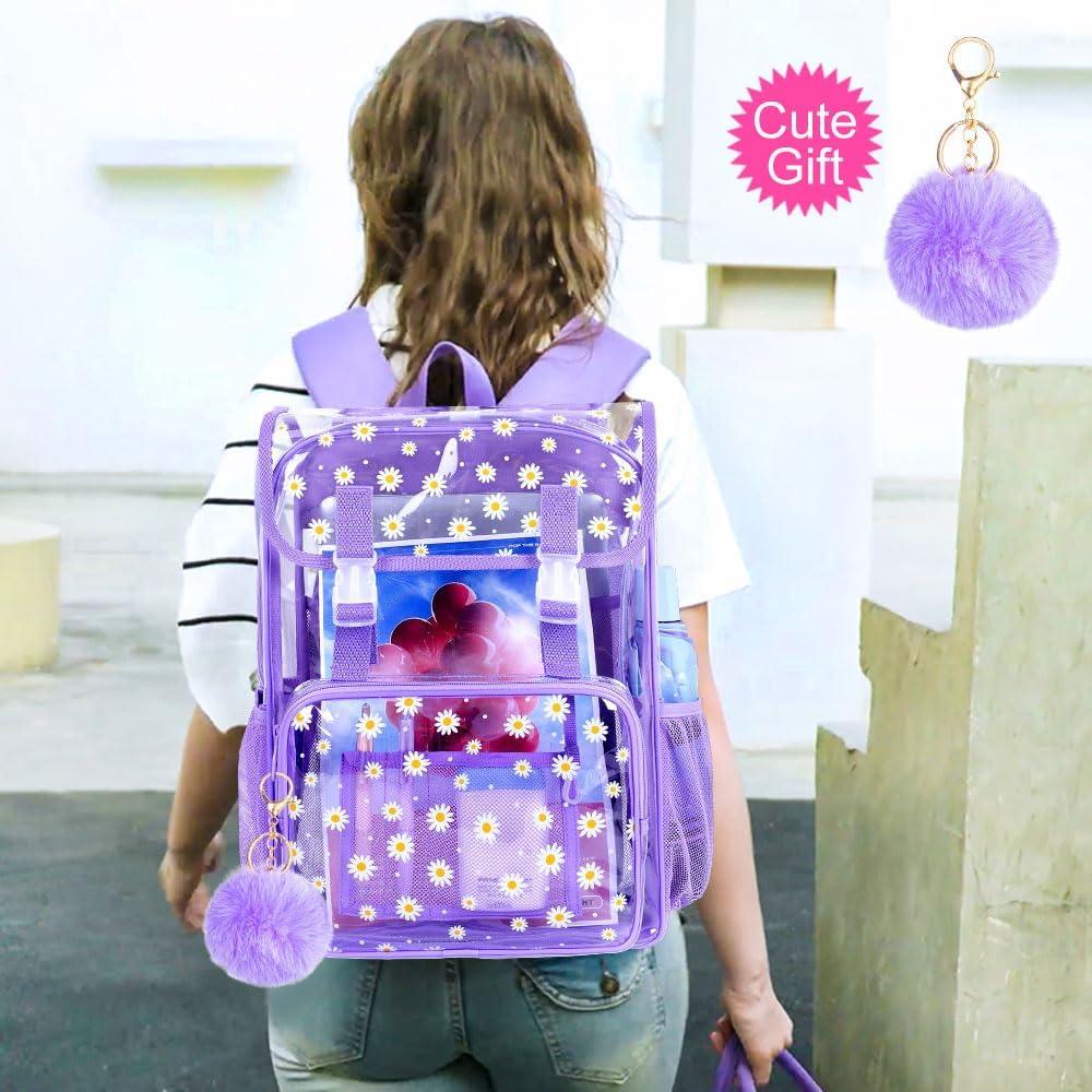 Mochila Transparente FTJCF 3 Piezas 20L Margarita Púrpura