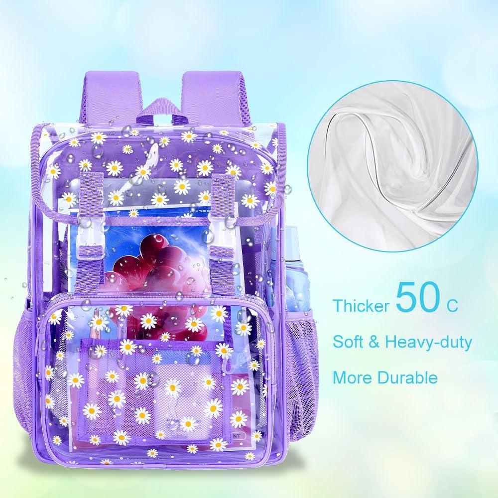 Mochila Transparente FTJCF 3 Piezas 20L Margarita Púrpura