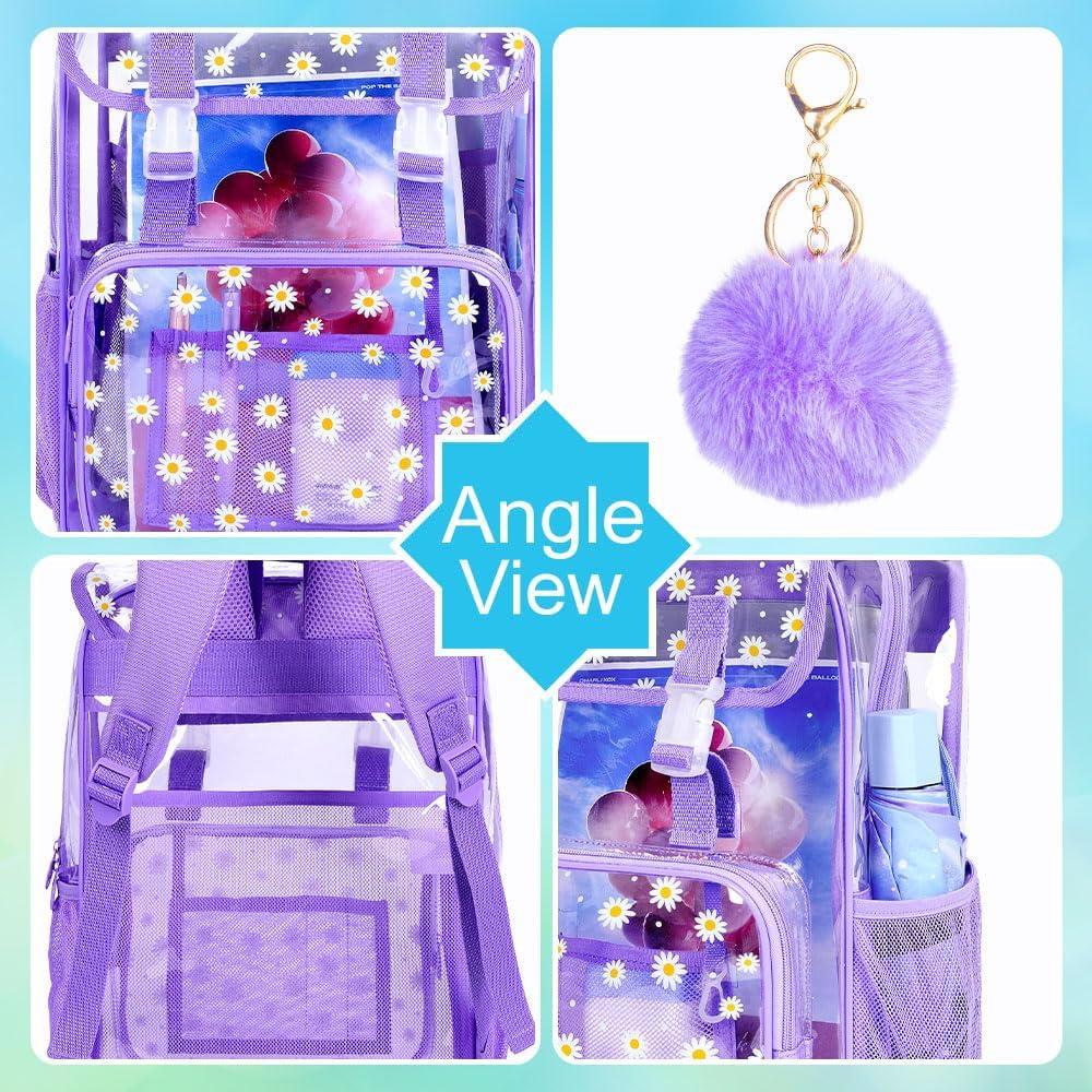 Mochila Transparente FTJCF 3 Piezas 20L Margarita Púrpura