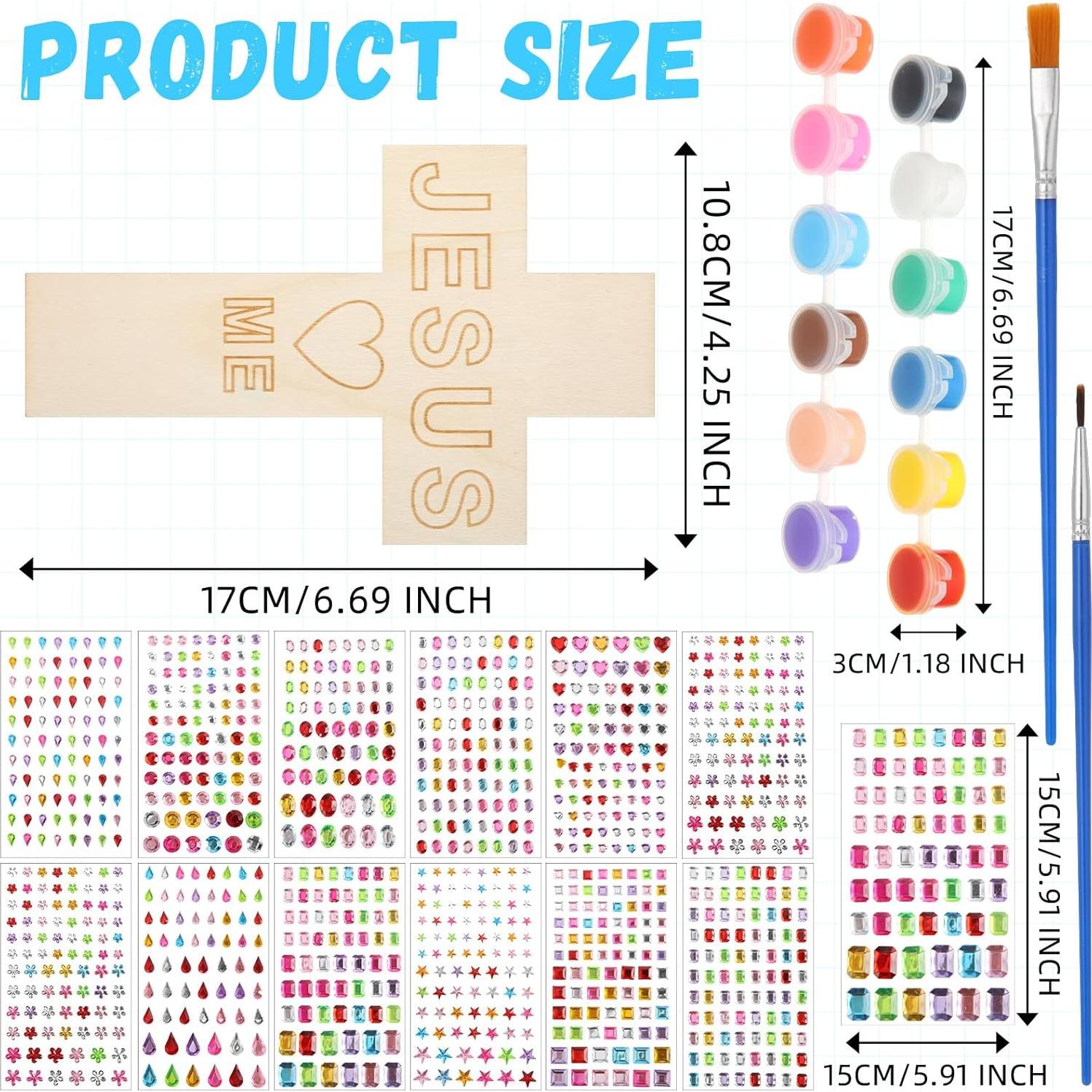 Kit Manualidades Cruces de Madera PullCrease 24 Piezas DIY