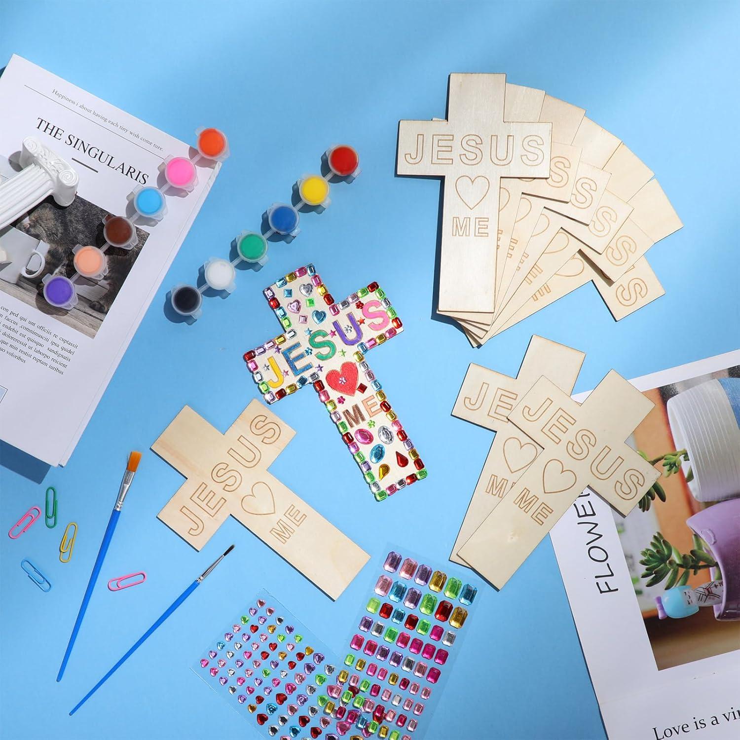 Kit Manualidades Cruces de Madera PullCrease 24 Piezas DIY