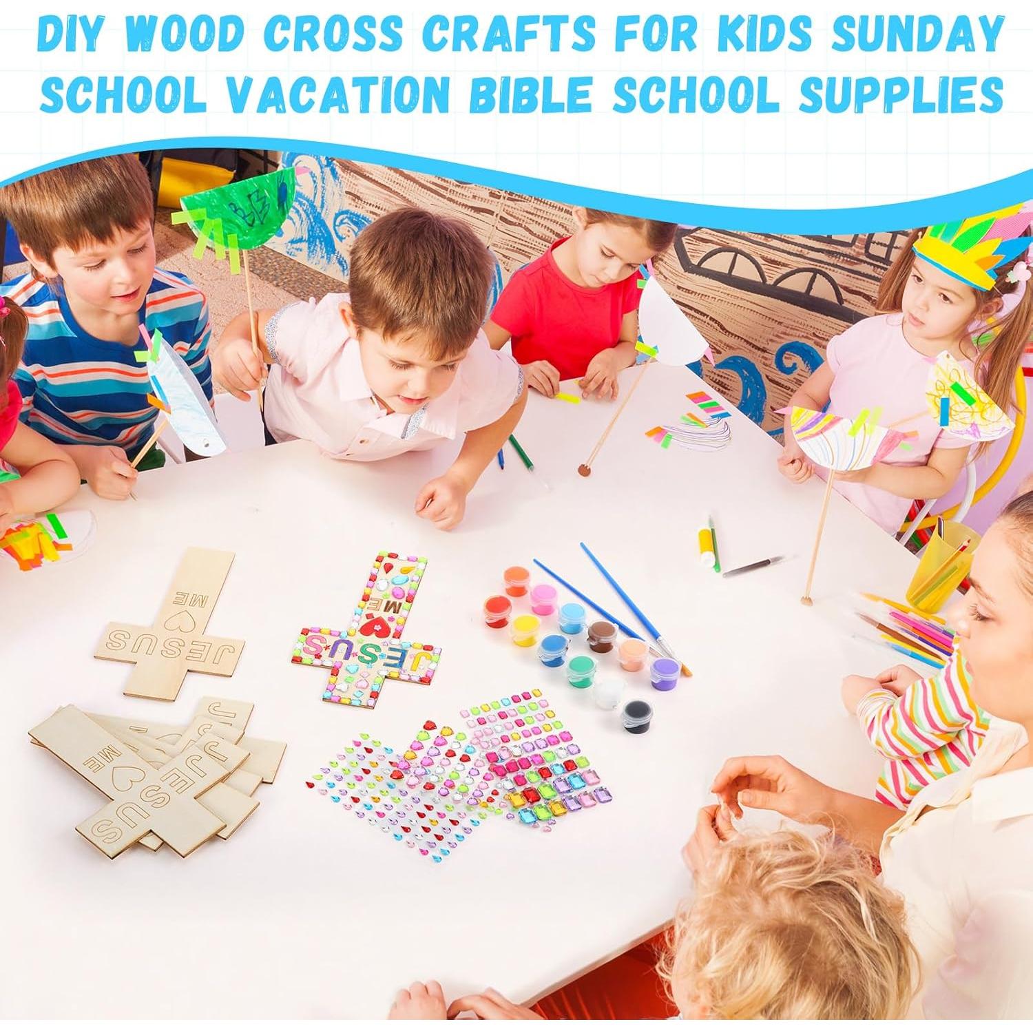 Kit Manualidades Cruces de Madera PullCrease 24 Piezas DIY