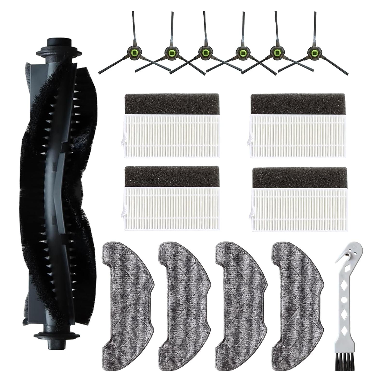 Kingsea Accessories Kit Vacuum Replacement Parts Compatible with Airrobo P30 Robot Vacuum Cleaner, 1 Roller Brush, 6 Side Brushes, 4 HEPA Filters, 4 Mop Pads, 1 Cleaning Brush