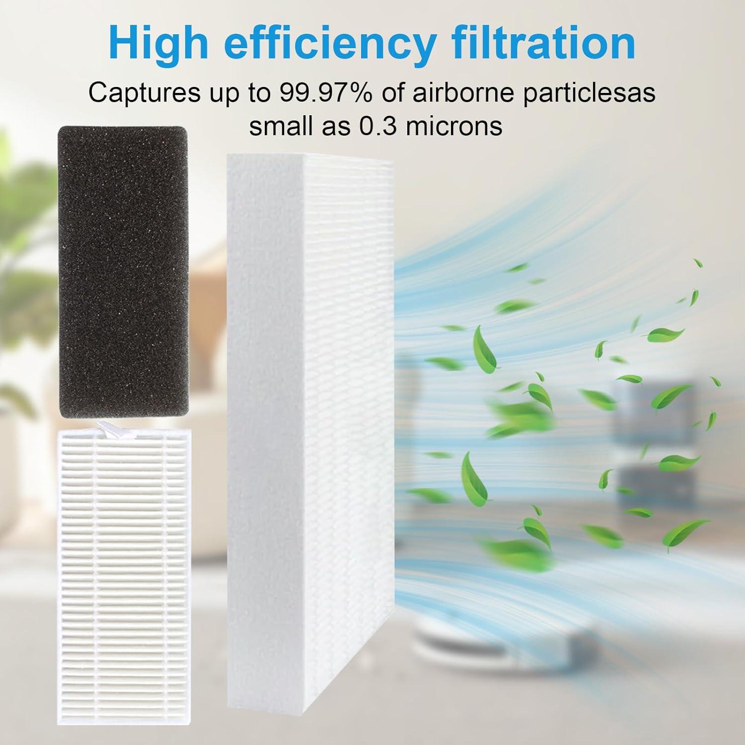 Kingsea Accessories Kit Vacuum Replacement Parts Compatible with Airrobo P30 Robot Vacuum Cleaner, 1 Roller Brush, 6 Side Brushes, 4 HEPA Filters, 4 Mop Pads, 1 Cleaning Brush