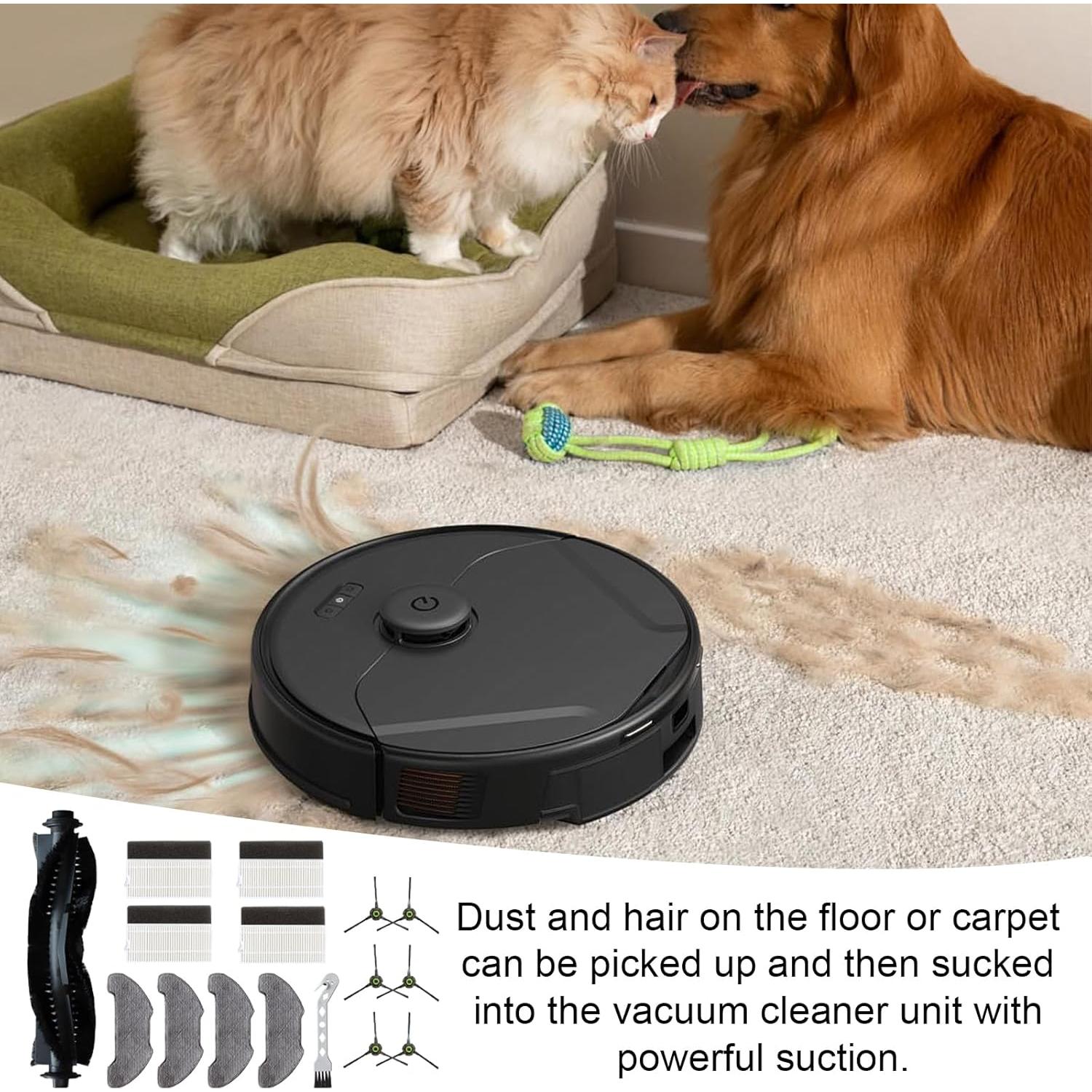 Kingsea Accessories Kit Vacuum Replacement Parts Compatible with Airrobo P30 Robot Vacuum Cleaner, 1 Roller Brush, 6 Side Brushes, 4 HEPA Filters, 4 Mop Pads, 1 Cleaning Brush