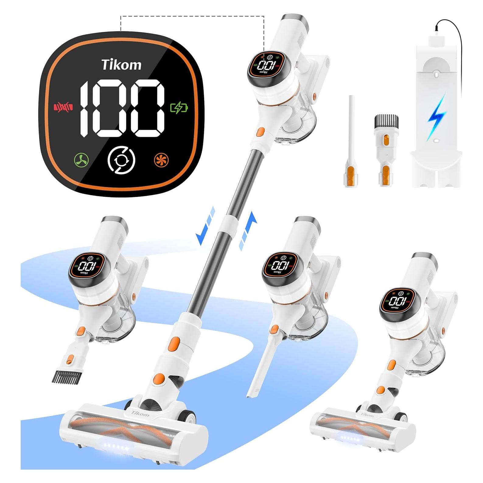 Aspiradora Inalámbrica Tikom V500 450W 40Kpa con Pantalla LED