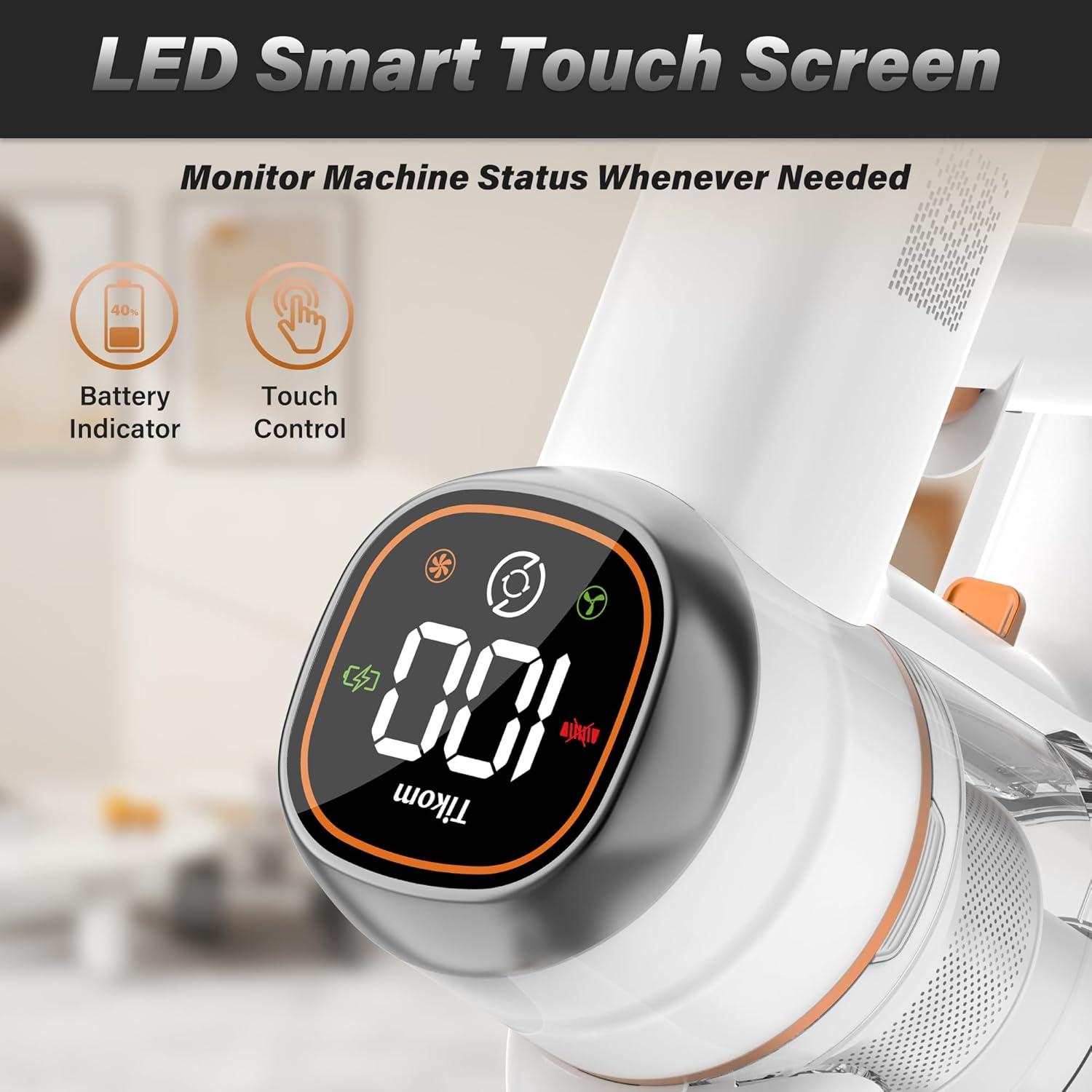 Aspiradora Inalámbrica Tikom V500 450W 40Kpa con Pantalla LED