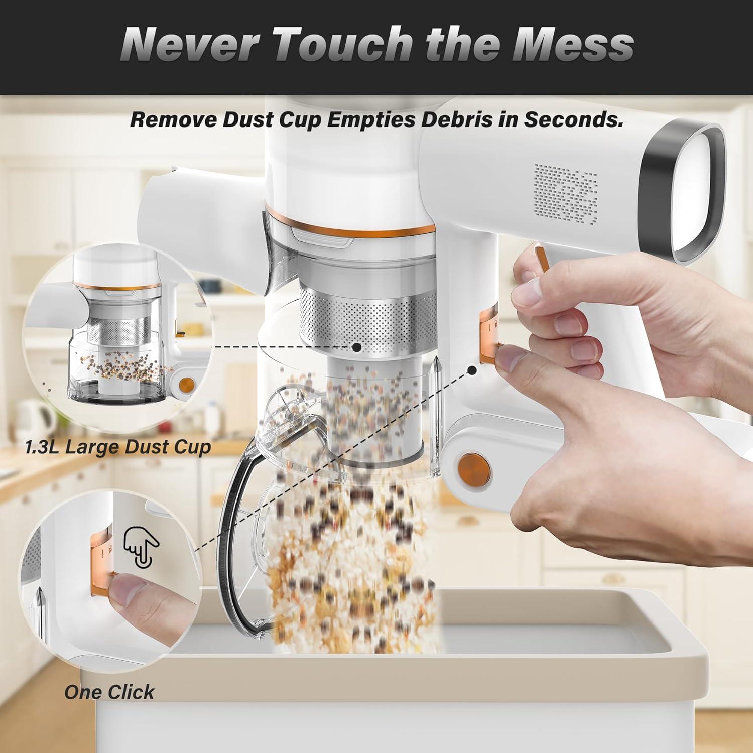 Aspiradora Inalámbrica Tikom V500 450W 40Kpa con Pantalla LED