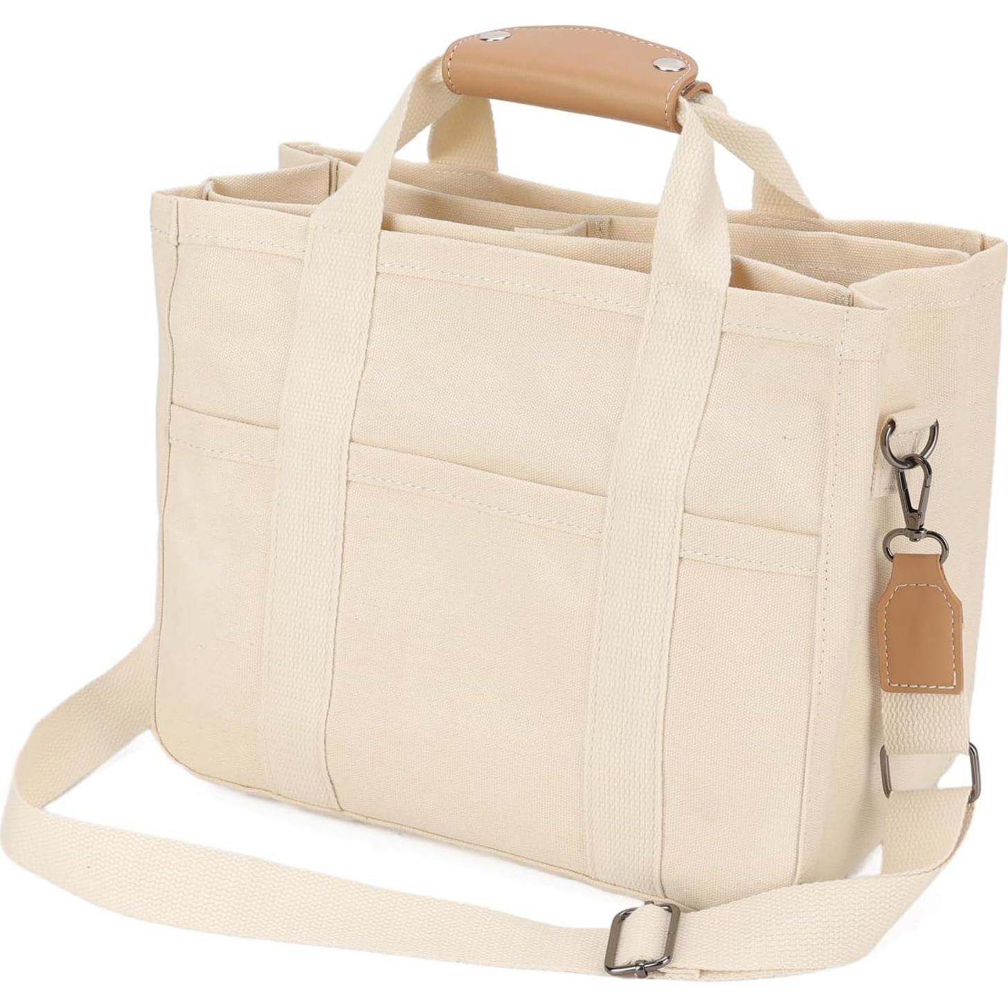 Bolsa Tote de Lona Ligera para Mujeres con Bolsillos