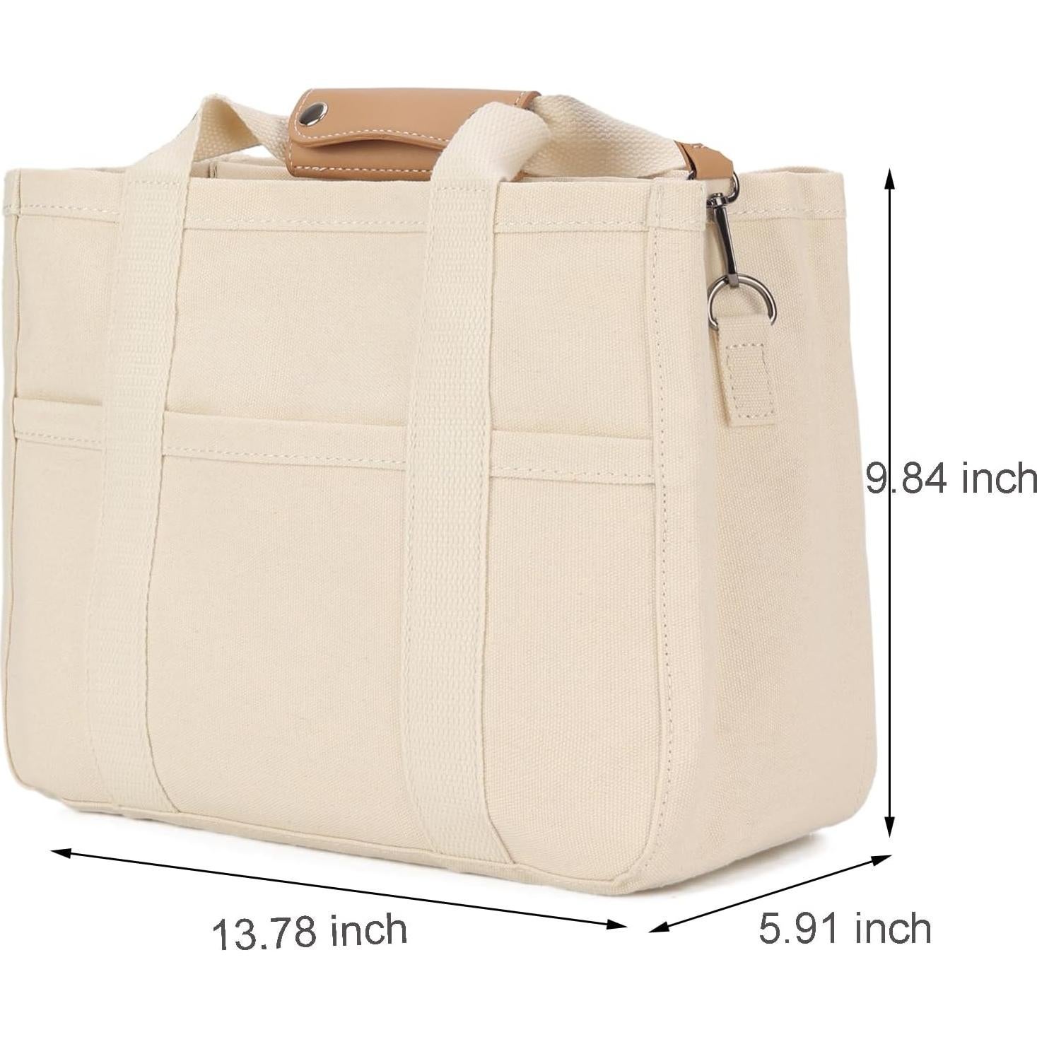 Bolsa Tote de Lona Ligera para Mujeres con Bolsillos