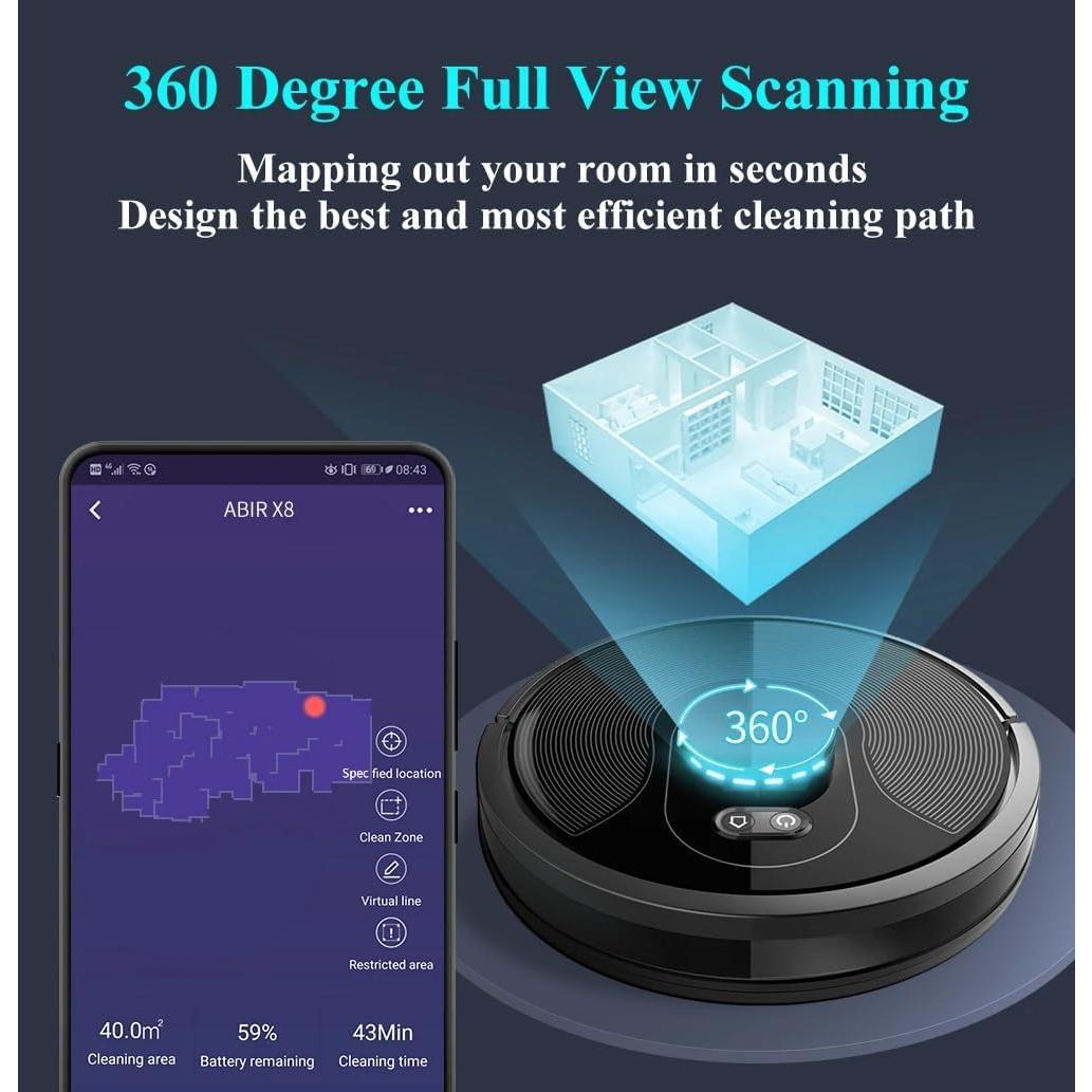GOWE Robot Vacuum Cleaner, Multiple Floors Maps, Zone Cleaning, Restricted Area Setting for Home Carpet Cleaning