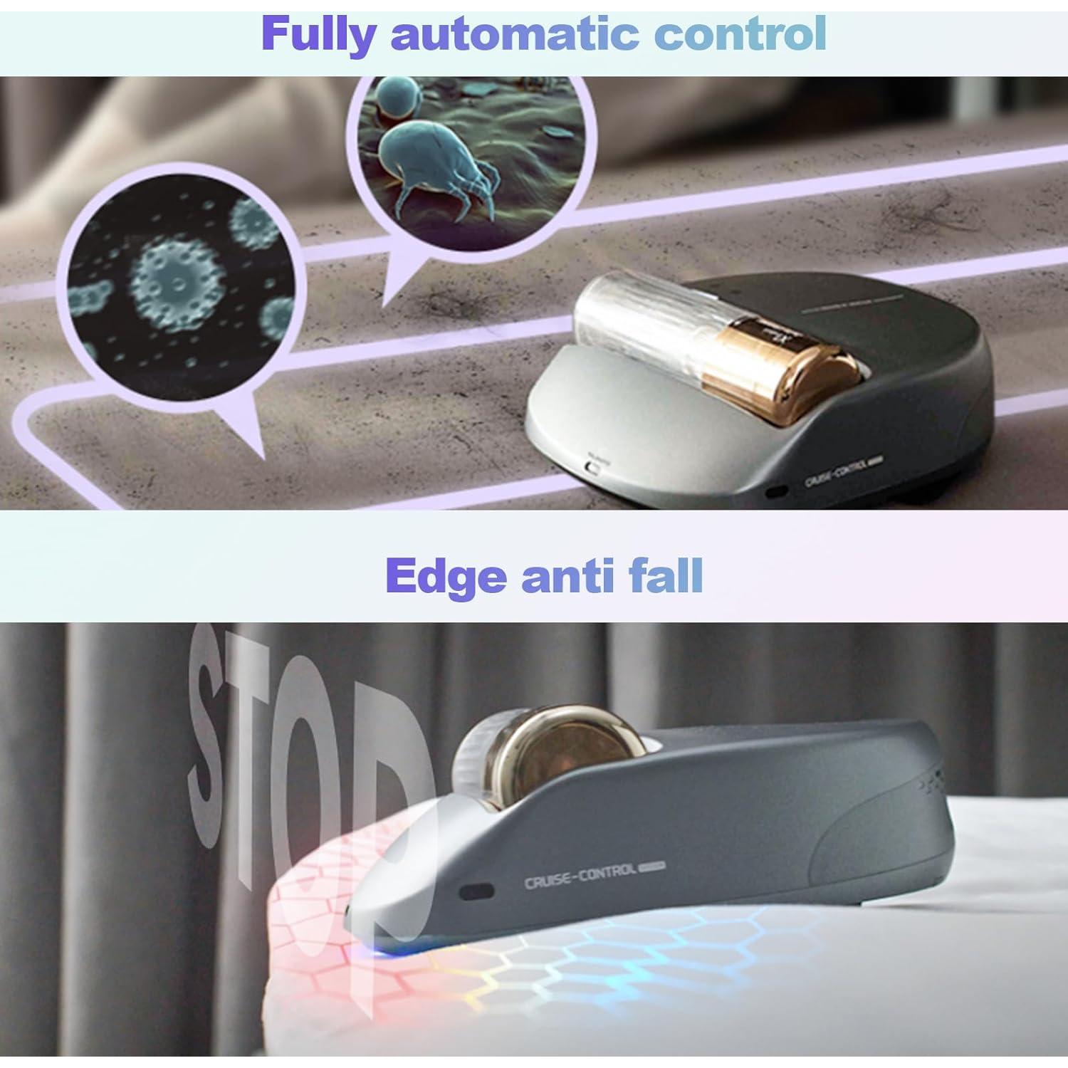 Rechargeable Mattress Vacuum Cleaner 1-Click Deep Cleaning,Bed Vacuum Cleaner 14AW Strong Suction 270nm Deep Ultraviolet Lamp,Specially Designed for Mattresses,Auto for Pet Hair and Dust