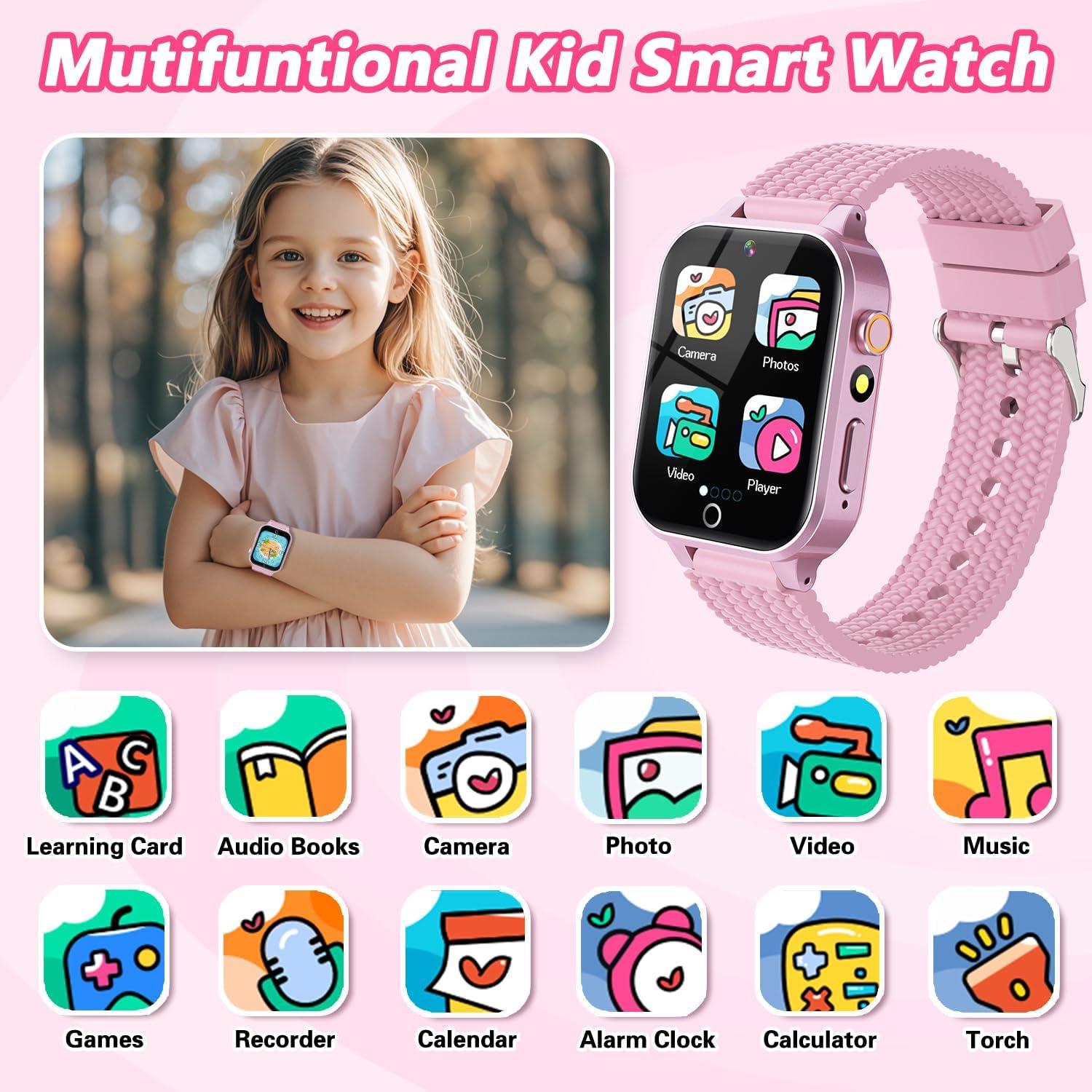 Reloj Inteligente MOFGDNI Rosa para Niñas 3-12 Años