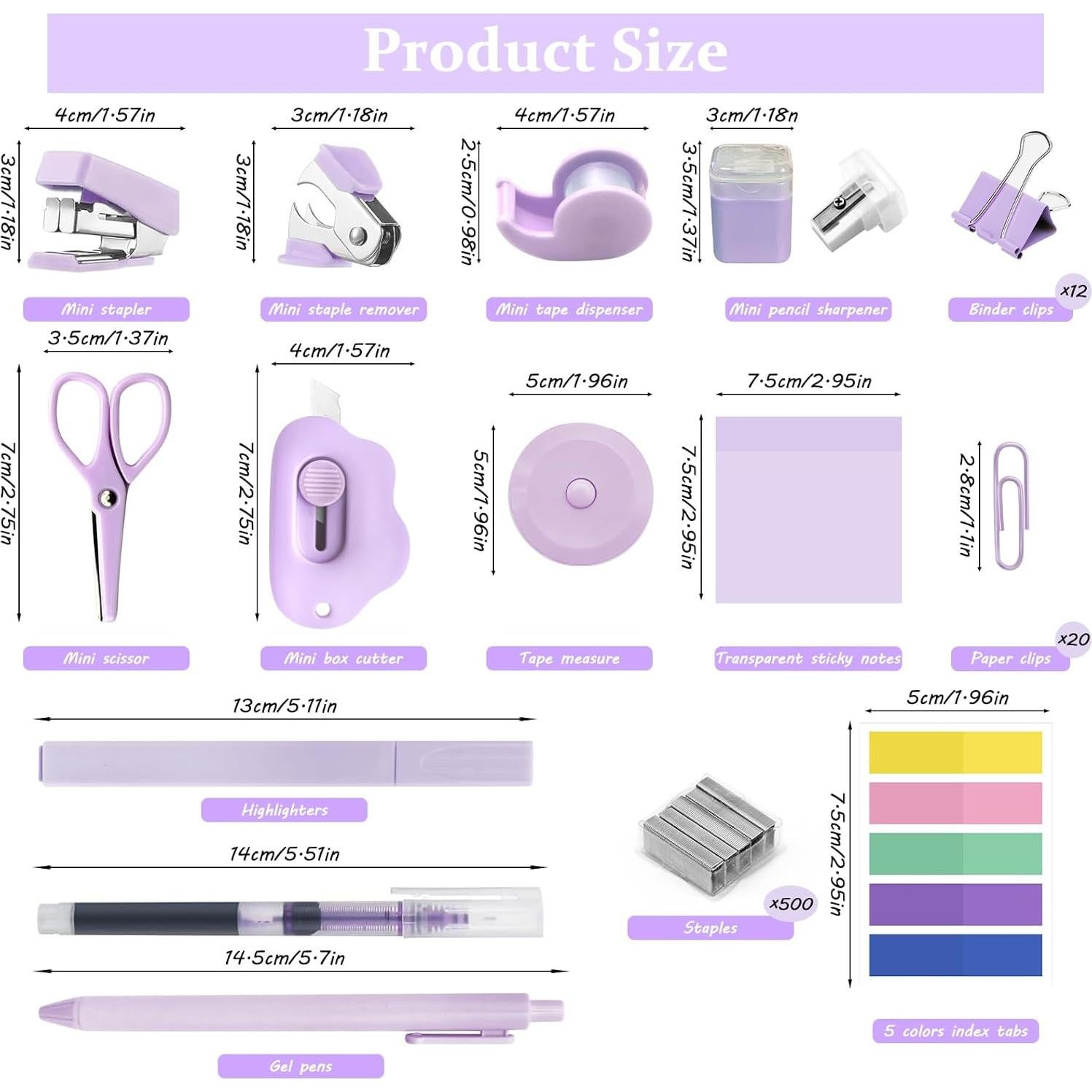Kit de Suministros de Oficina Mini YUMOONI Púrpura