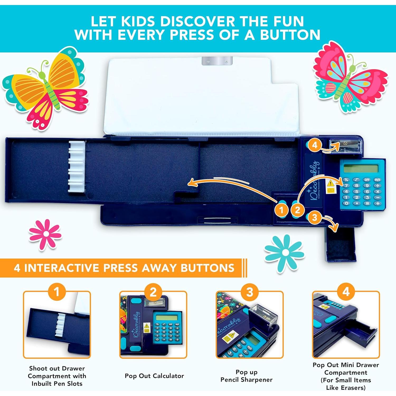 Estuche de Lápices Decorably Mariposa Pop Up con Calculadora