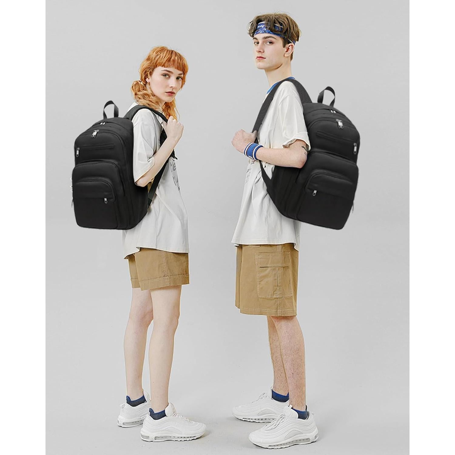 Mochila Escolar FOKDUVB Negra 30L con Compartimento Laptop