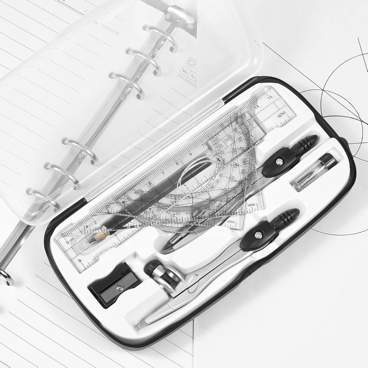 Juego de Geometría Unjoo 10 Piezas con Estuche Negro