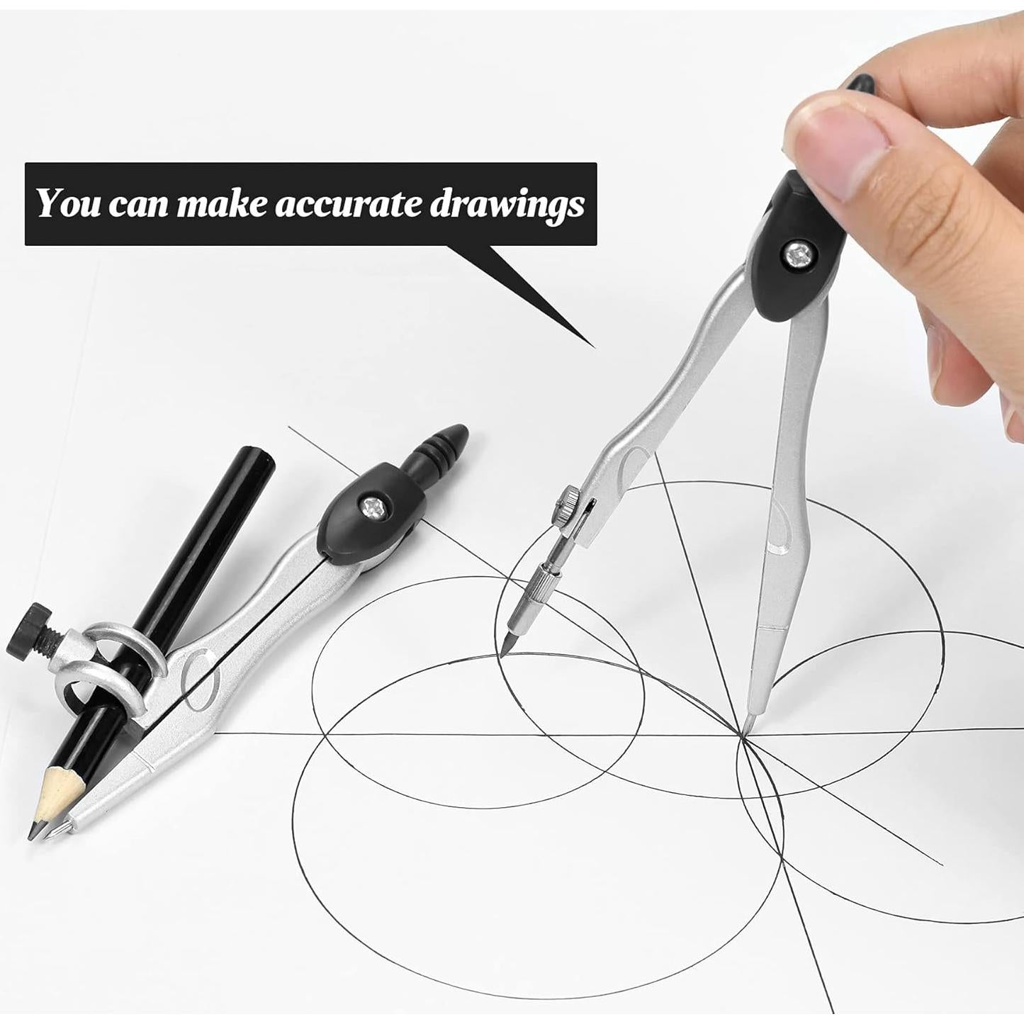 Juego de Geometría Unjoo 10 Piezas con Estuche Negro