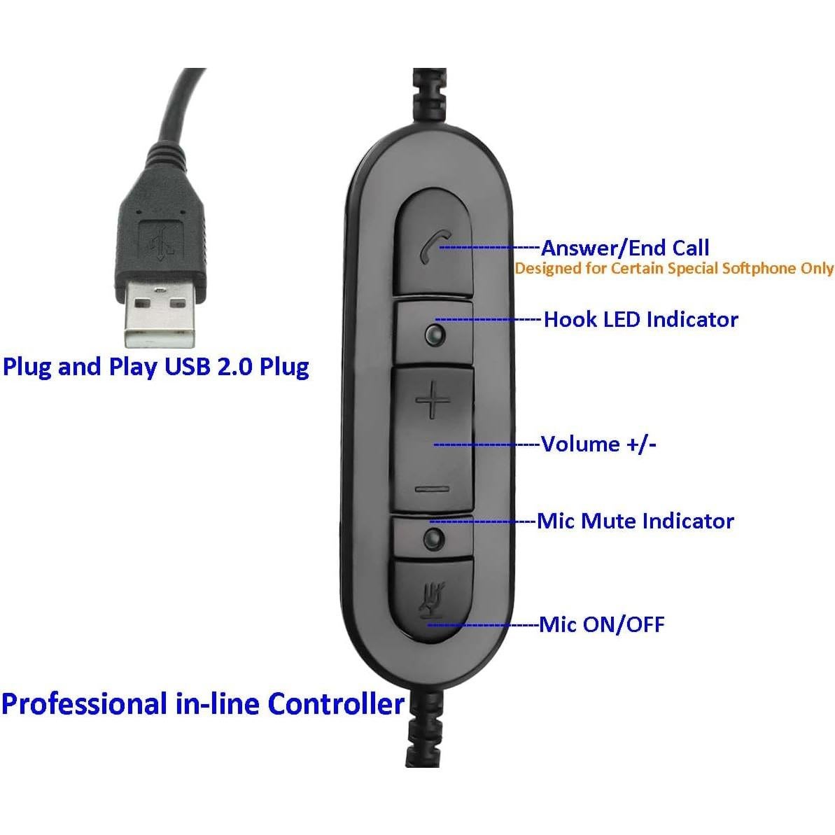 Auricular USB Kejia KML02USB con micrófono y cancelación de ruido
