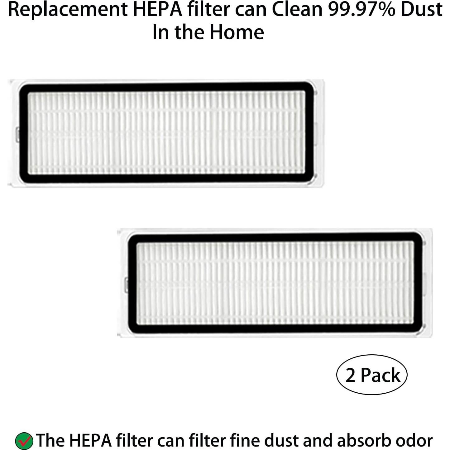 Accesorios de Reemplazo para Aspiradora Dreametech W10/W10 Pro - 1 Cepillo Principal, 2 Laterales, 2 Filtros HEPA, 2 Paños de Mopa