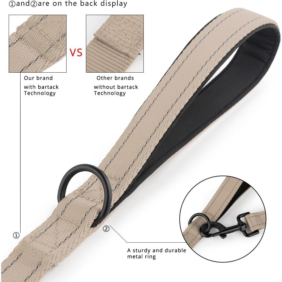 Correa para Perros Plutus Pet Doble Mango 1.2m Beige Resistente