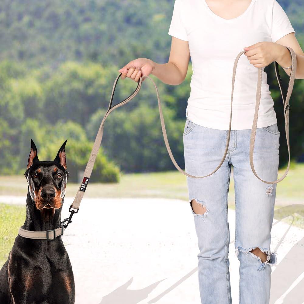 Correa para Perros Plutus Pet Doble Mango 1.2m Beige Resistente