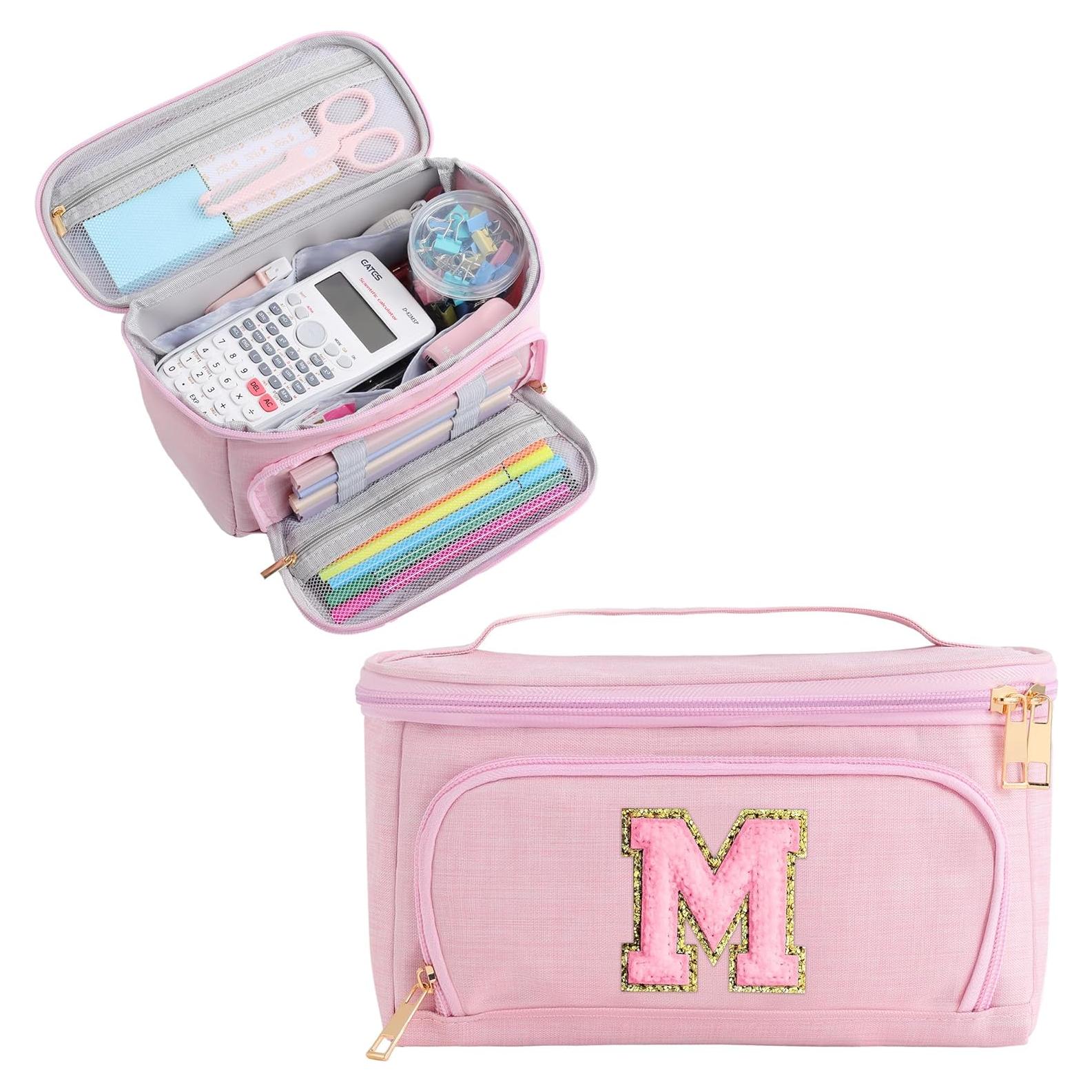 Estuche de Lápices Rosa YOOLIFE con Inicial 23x10x13 cm