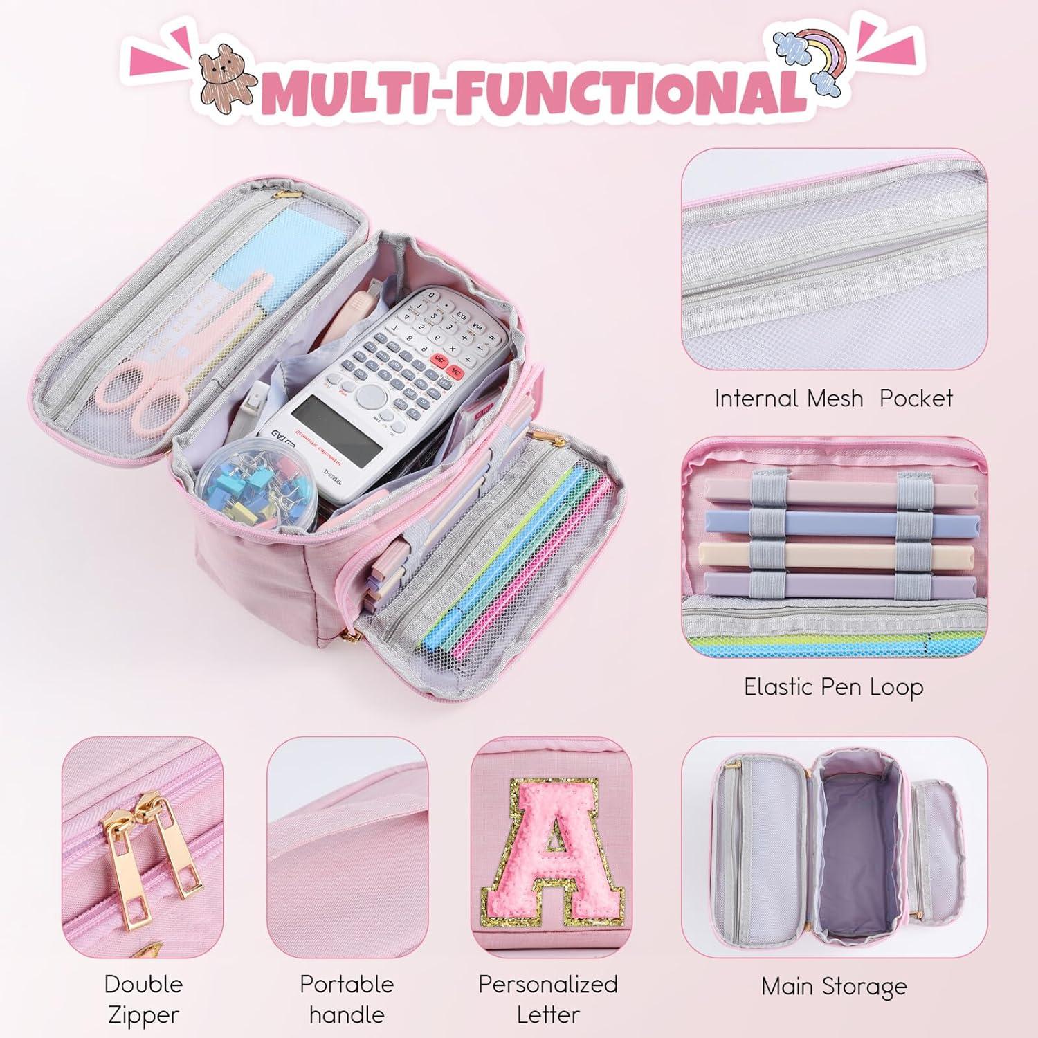 Estuche de Lápices Rosa YOOLIFE con Inicial 23x10x13 cm