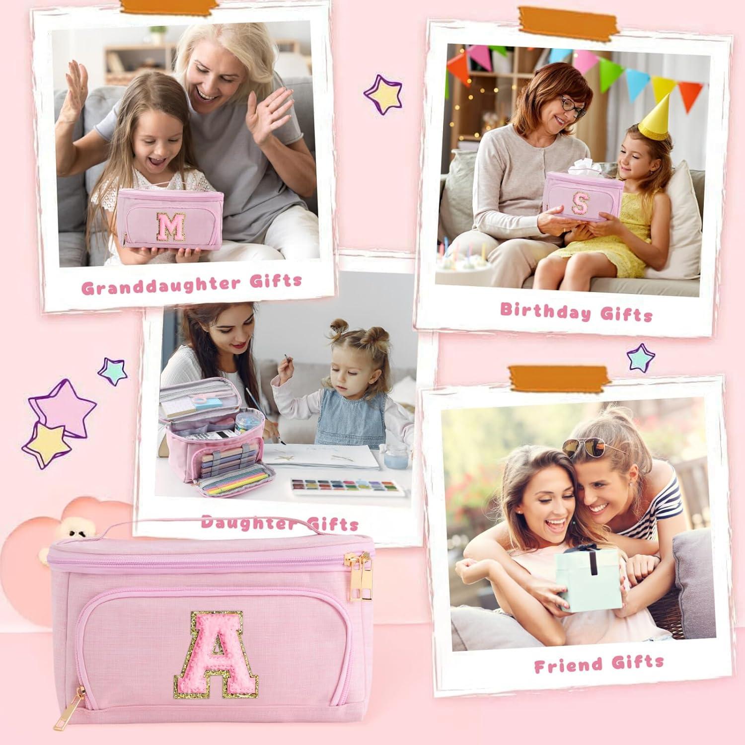 Estuche de Lápices Rosa YOOLIFE con Inicial 23x10x13 cm