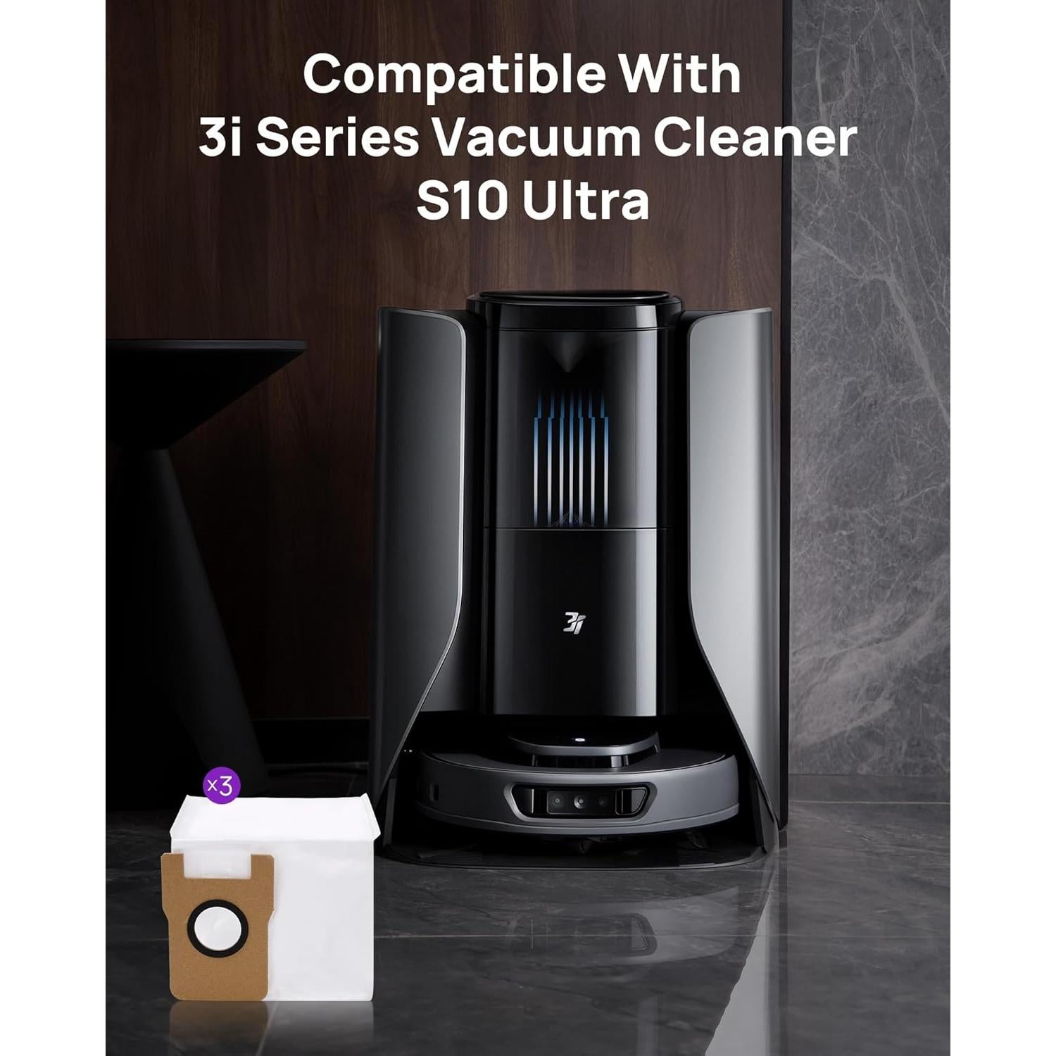 3i S10 Ultra Robot Vacuum and Mop with 3 Packs Disposable Dust Bags