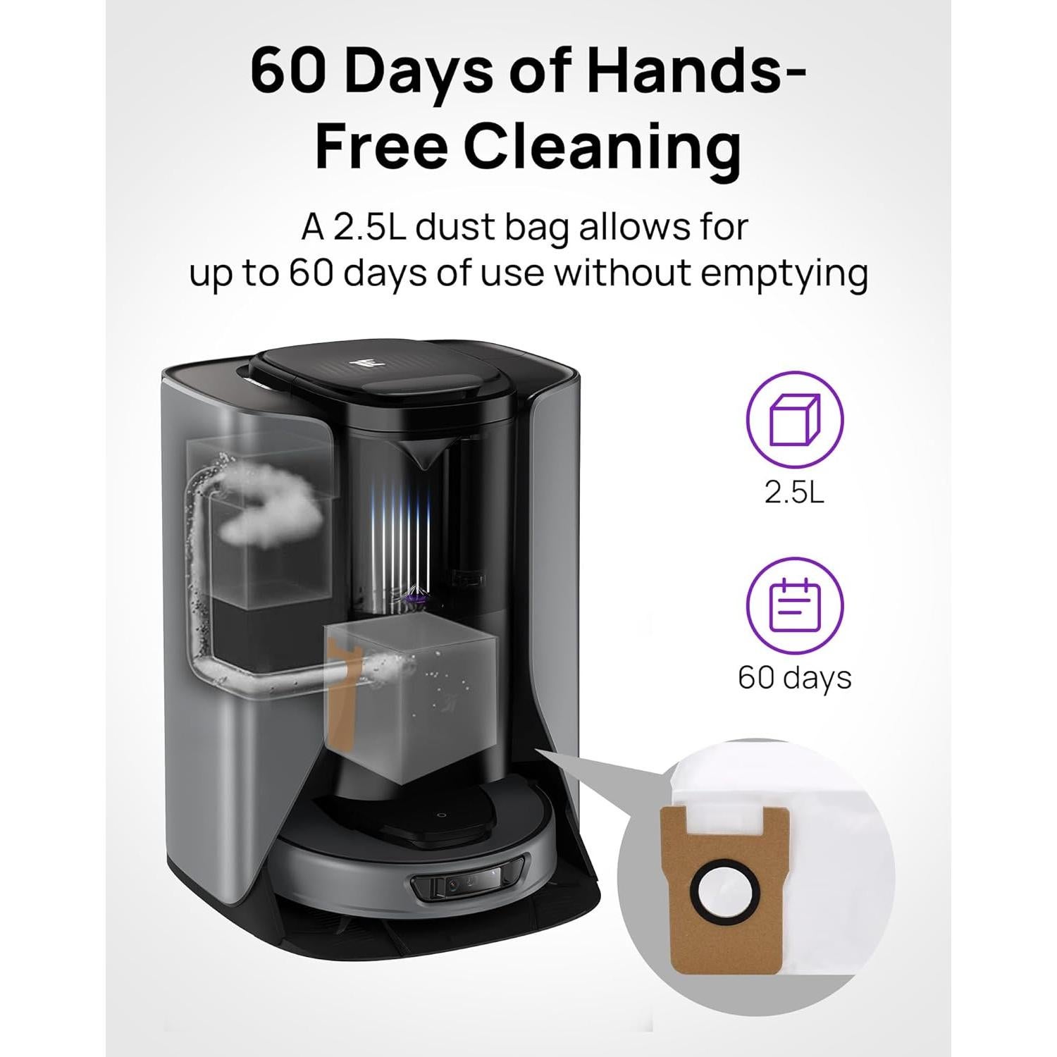 3i S10 Ultra Robot Vacuum and Mop with 3 Packs Disposable Dust Bags