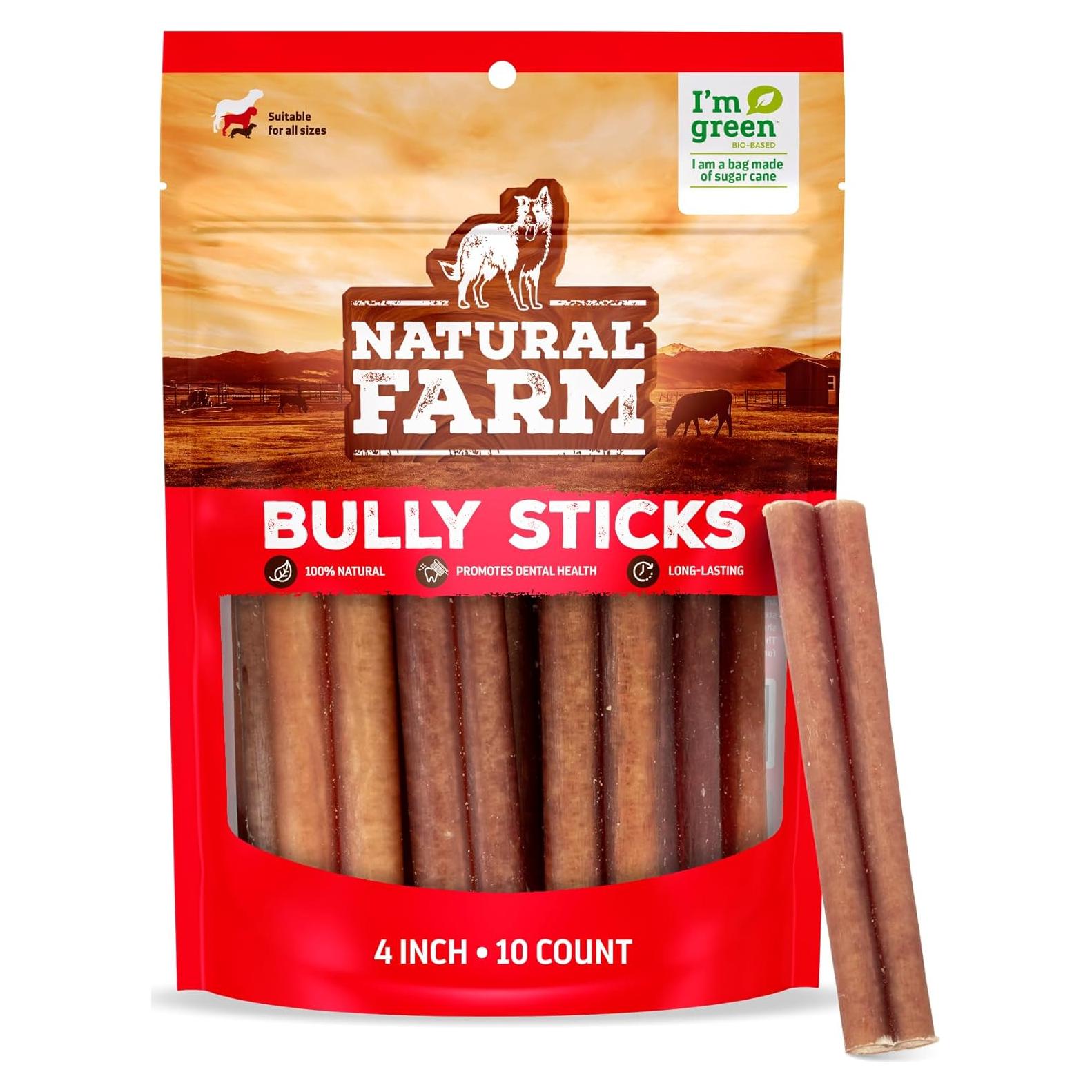 Palos Bully Sin Olor Natural Farm 10 cm - 10 Unidades para Perros