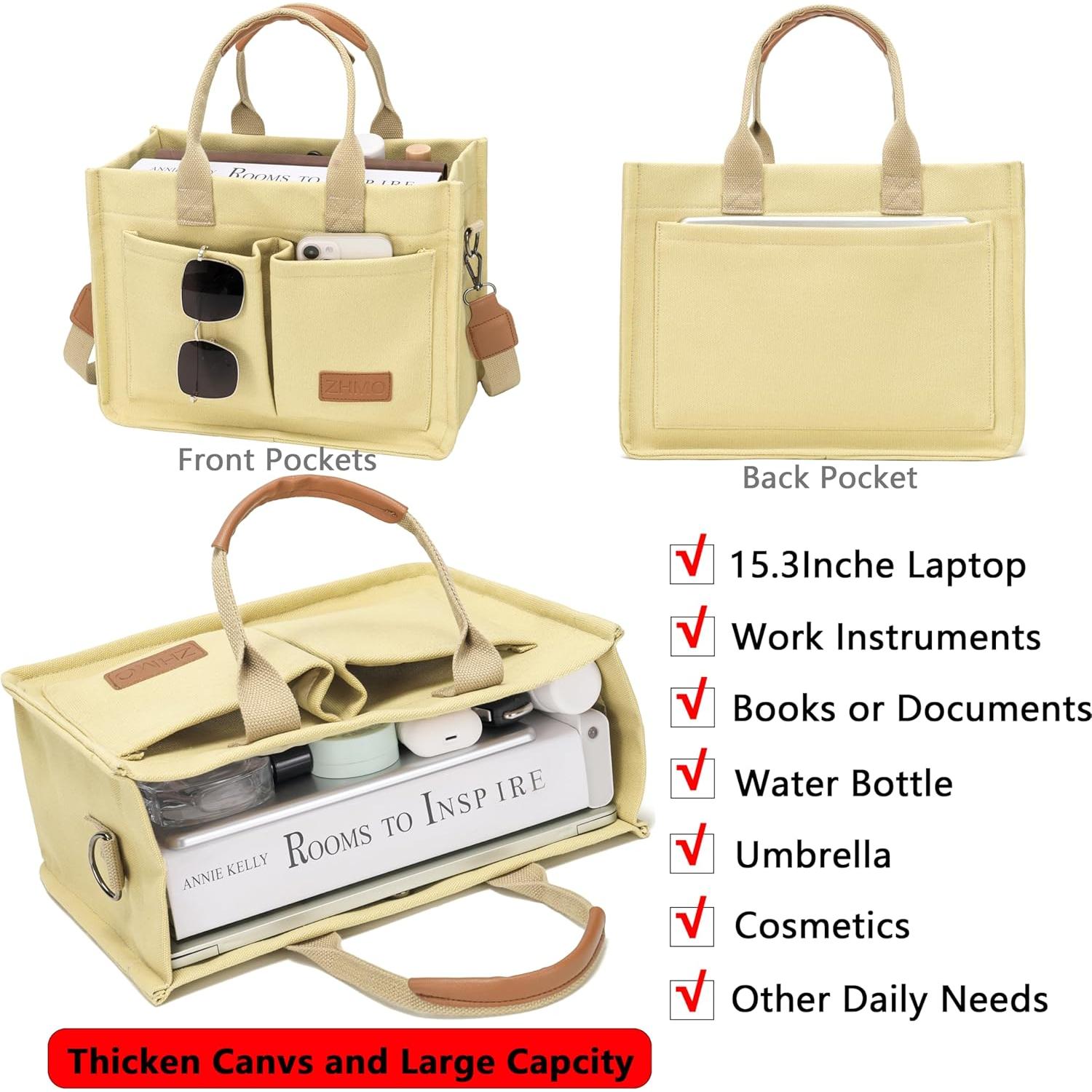 Bolsa de Lona Grande para Mujeres TQ1-6 con Múltiples Bolsillos