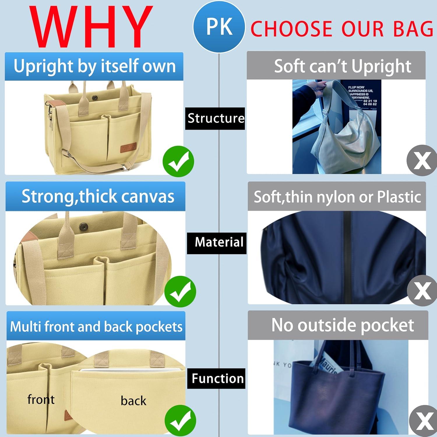 Bolsa de Lona Grande para Mujeres TQ1-6 con Múltiples Bolsillos