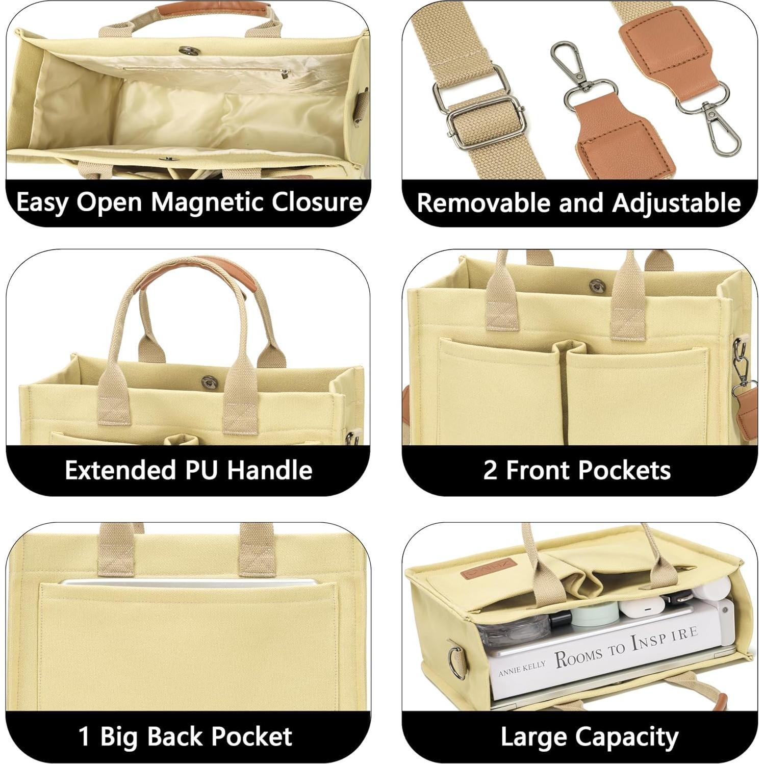 Bolsa de Lona Grande para Mujeres TQ1-6 con Múltiples Bolsillos