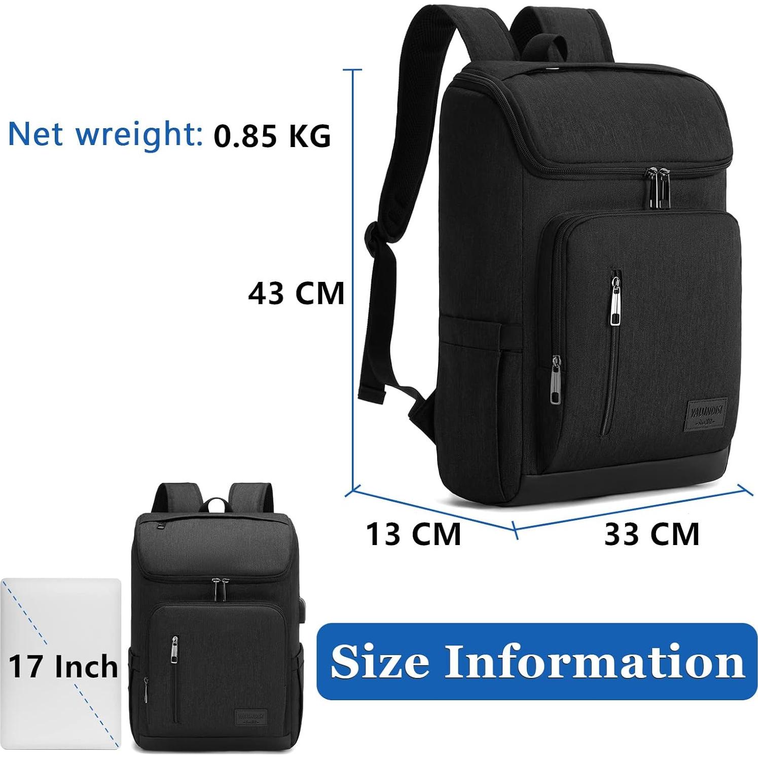 Mochila YALUNDISI para Laptop 15.6" Negra con Carga USB