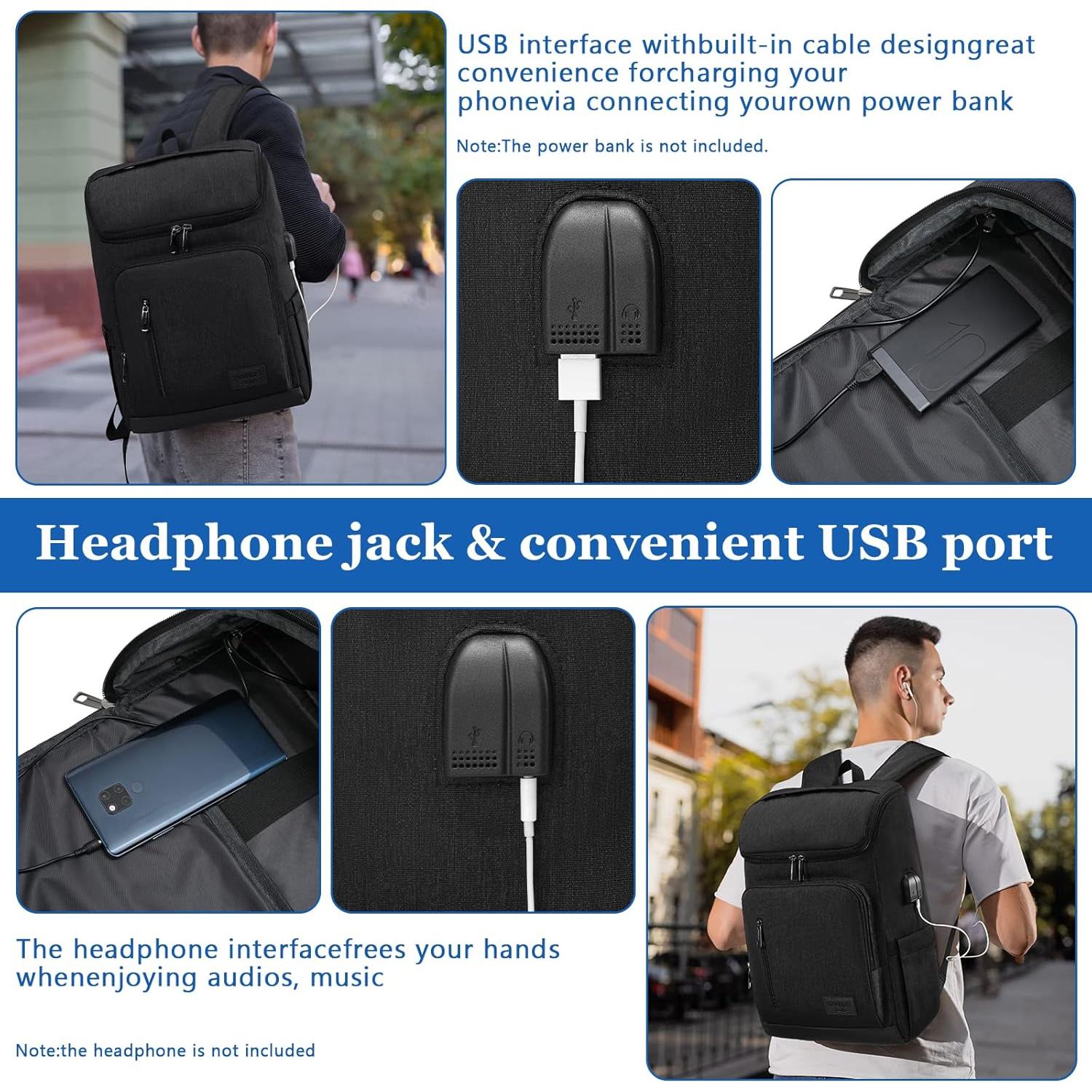 Mochila YALUNDISI para Laptop 15.6" Negra con Carga USB
