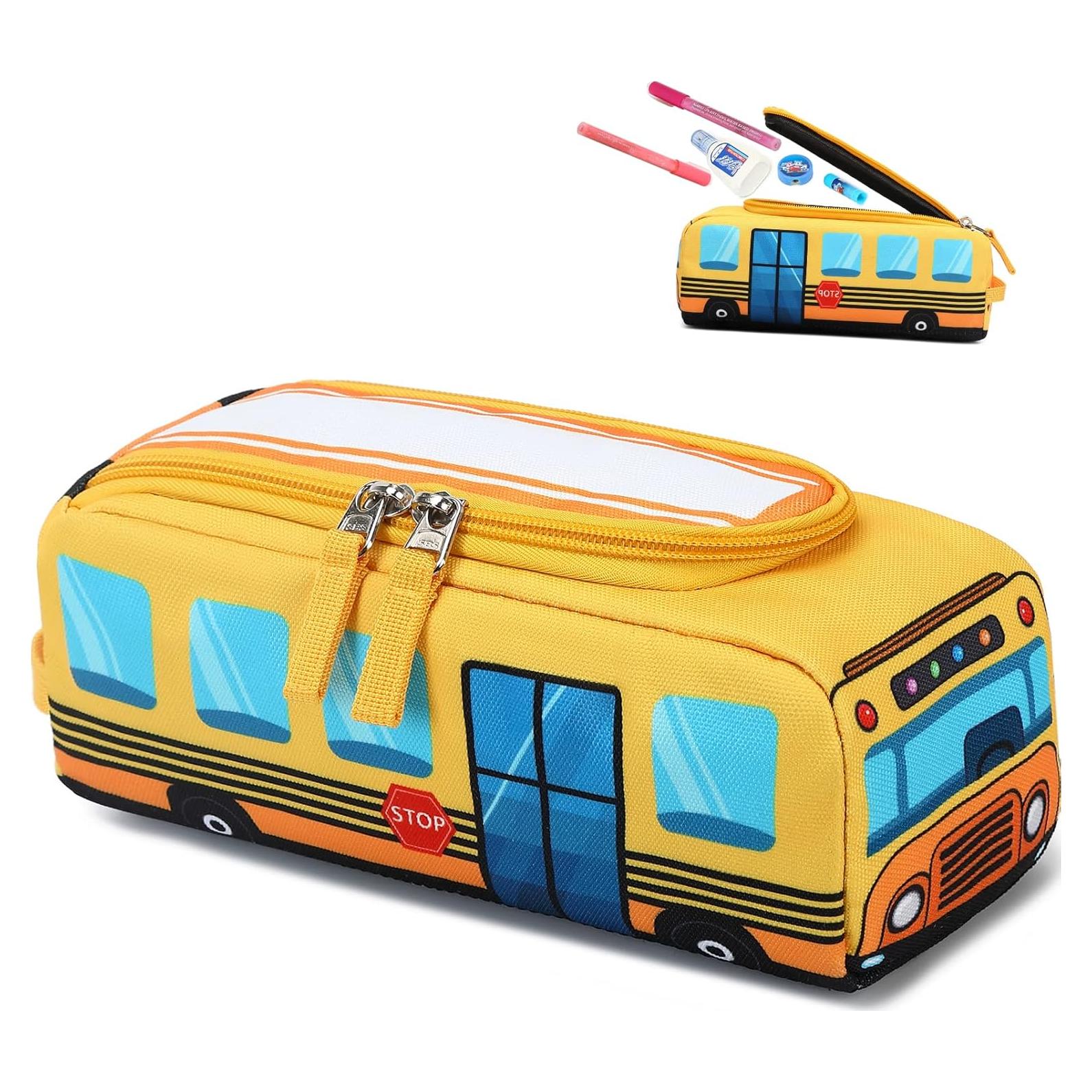 Estuche de Lápices LEDAOU Autobús Escolar Amarillo Kawaii