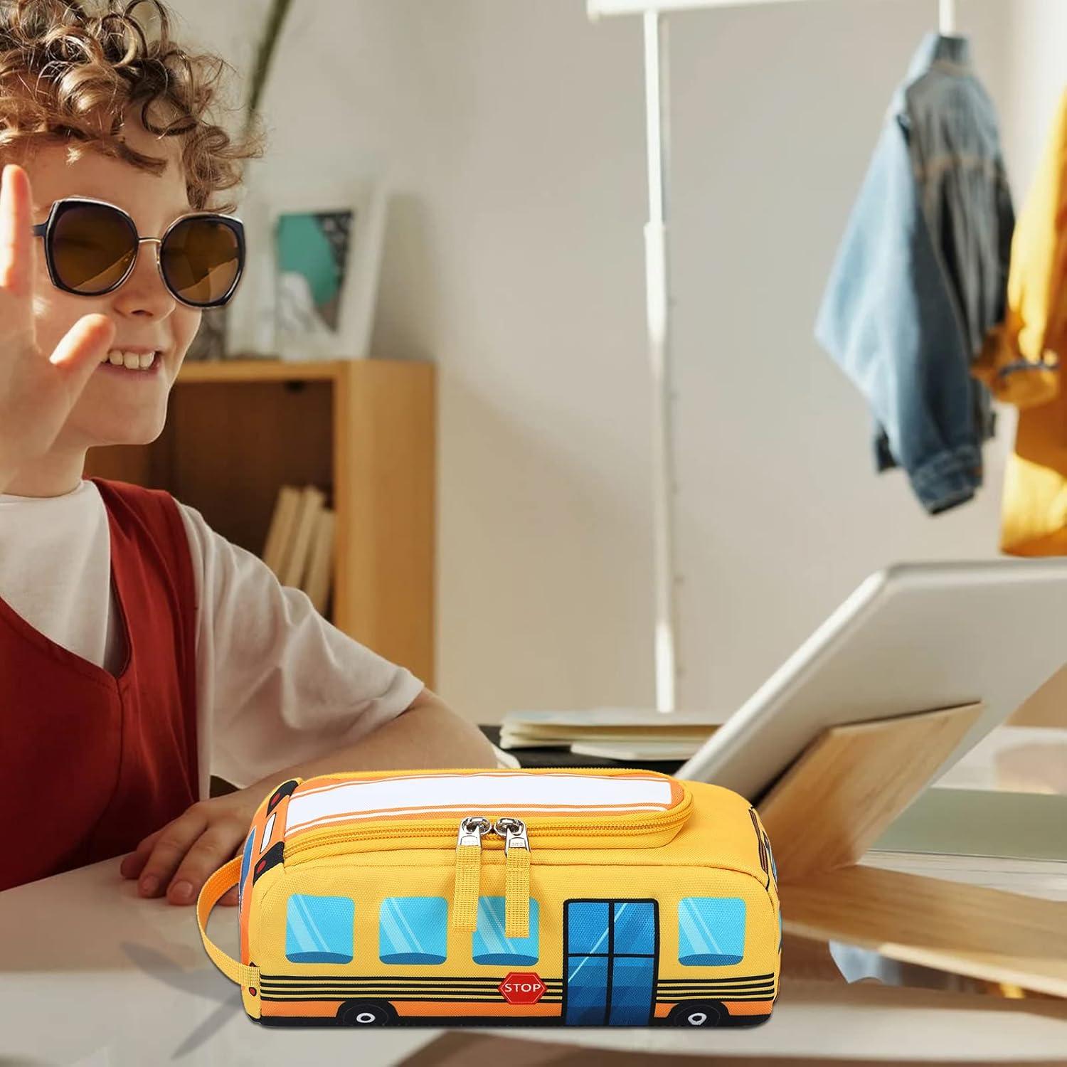 Estuche de Lápices LEDAOU Autobús Escolar Amarillo Kawaii