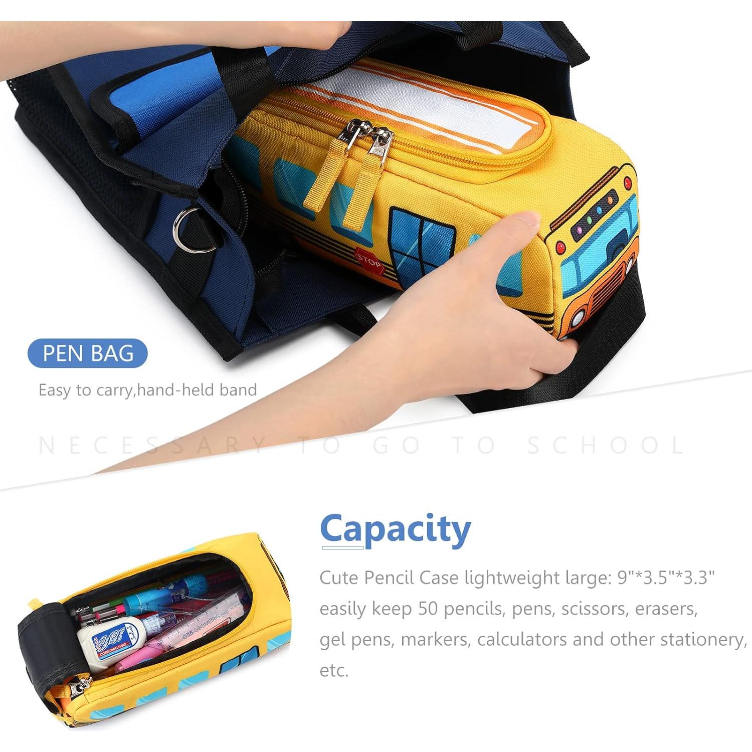 Estuche de Lápices LEDAOU Autobús Escolar Amarillo Kawaii