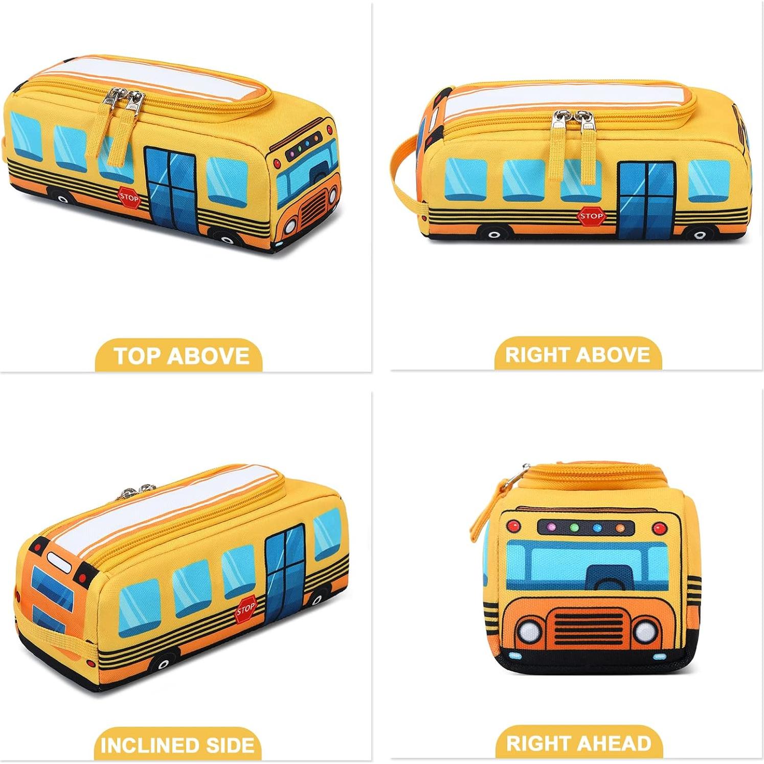 Estuche de Lápices LEDAOU Autobús Escolar Amarillo Kawaii