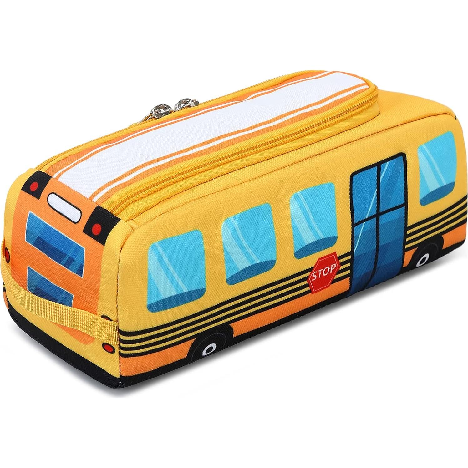 Estuche de Lápices LEDAOU Autobús Escolar Amarillo Kawaii