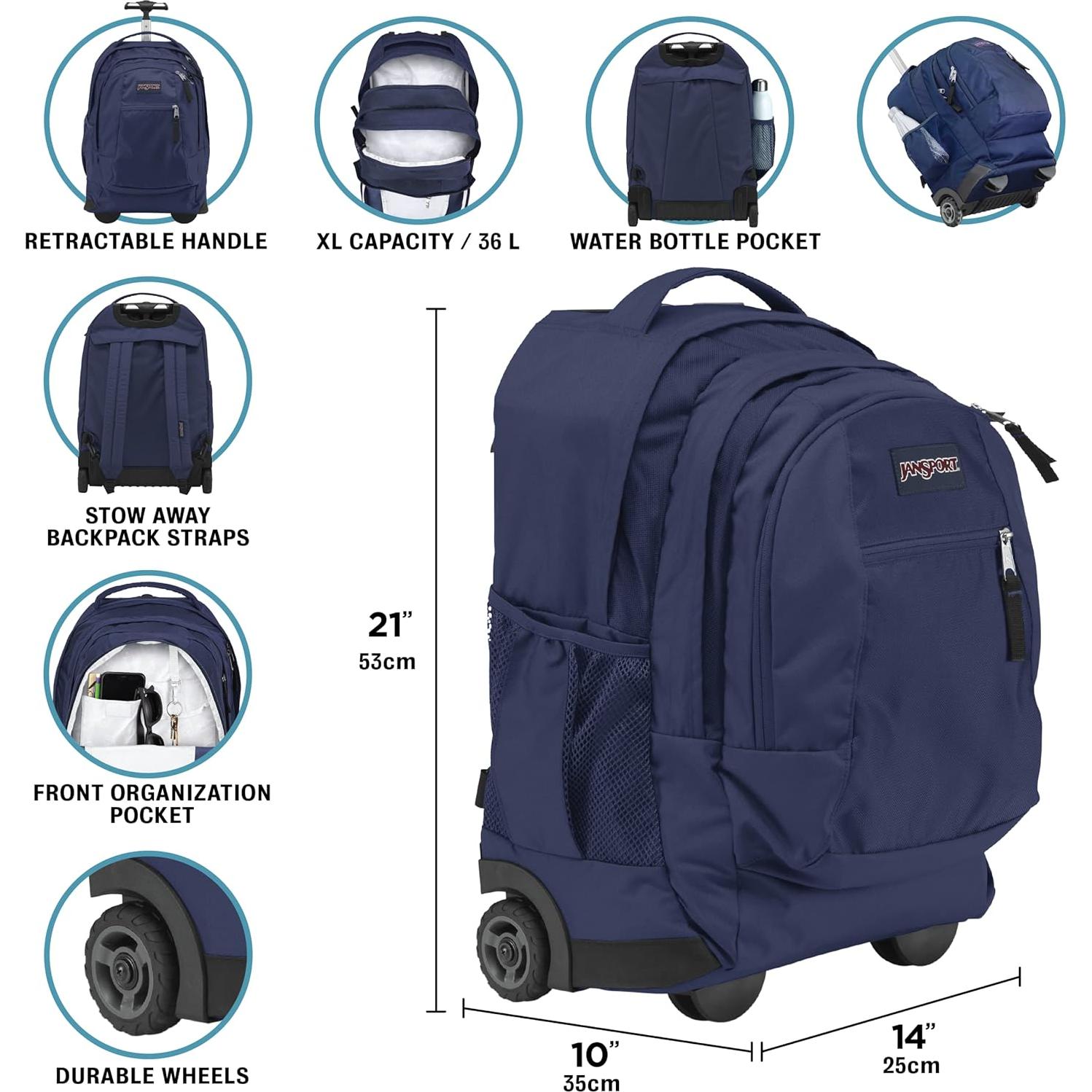 Mochila con Ruedas JanSport Driver 8 - Laptop 15" - Negro