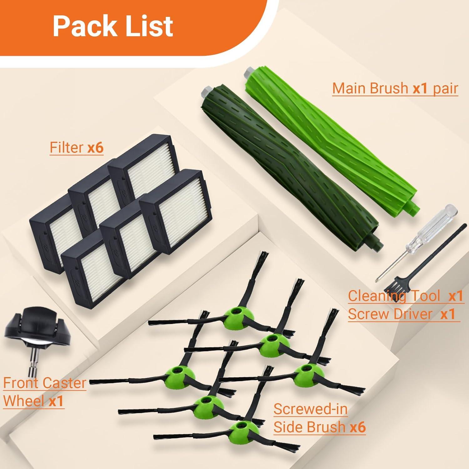 Kit de Repuestos para Aspiradora iRobot Roomba J7 J5 J6 J8 - 1 Rueda, 6 Filtros HEPA, 6 Cepillos Laterales